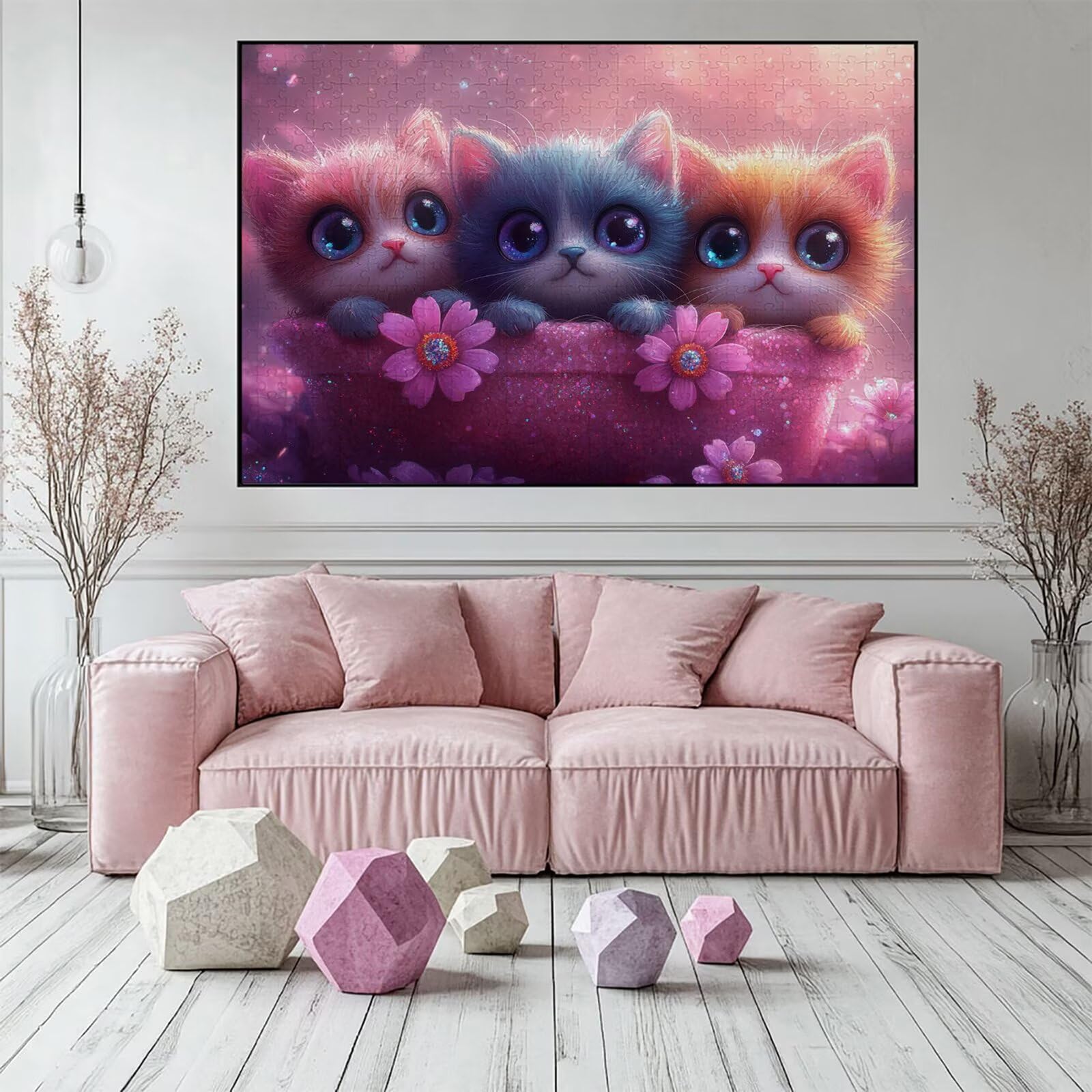 Puzzle 4000 elementów kot puzzle dla dorosłych kwiaty 141 x 87 cm unikalne rzemiosło klasyczne 3D drewniana układanka do rodzinnych gier aktywnych, układanka do samodzielnego wykonania nawet do