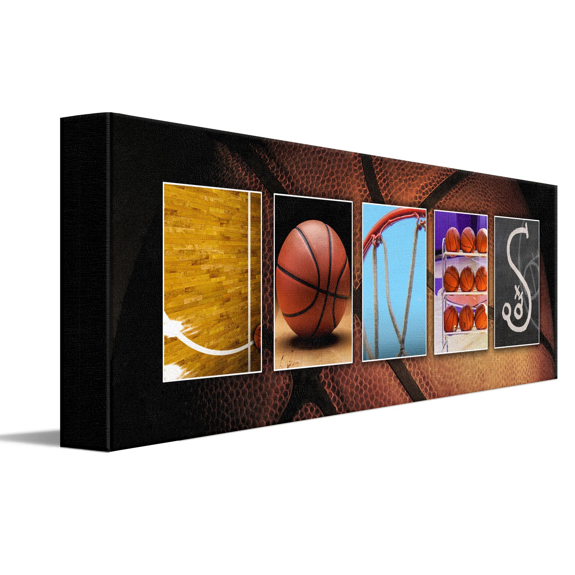 BASKETBALL Custom Photo Name Art | Premium Unframed Poster | 36”x12"