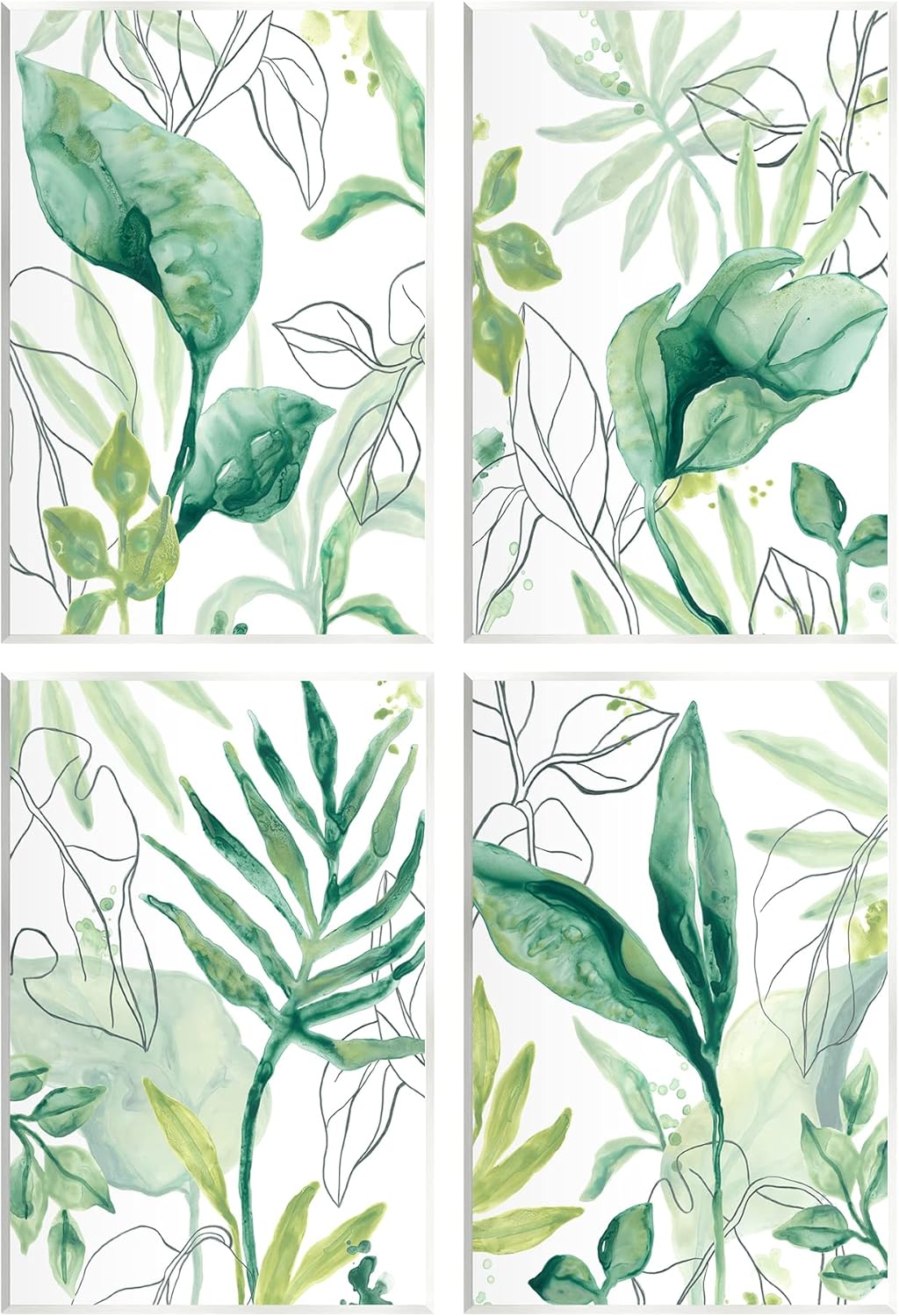 Stupell Industries Varied Green Tropical Plant Leaves 4pc Wall Plaque Art Set, Design by June Erica Vess