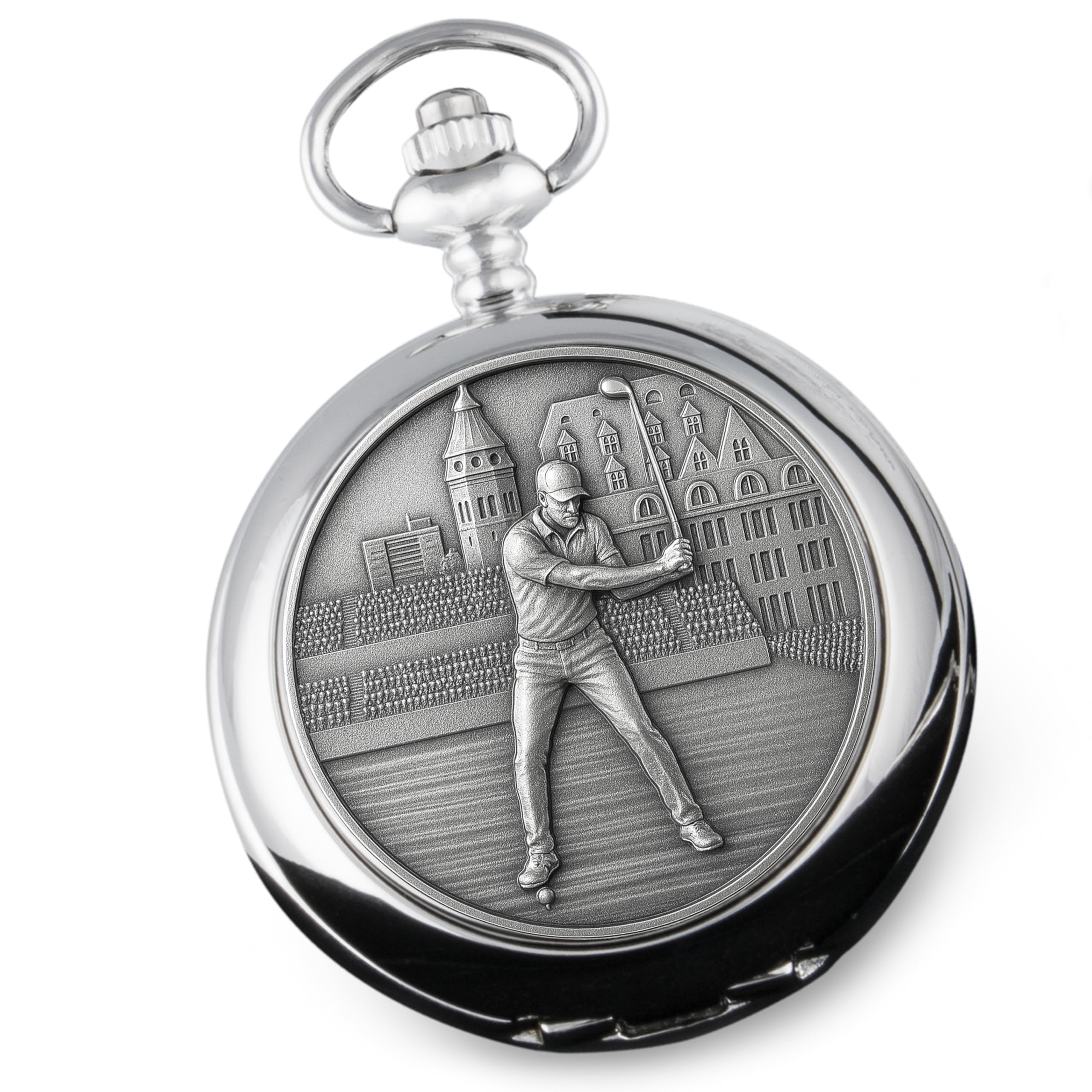 Golf-Geschenke für Herren, Zinn, Golf-Taschenuhr und Kette, Geburtstag, Ruhestand, Abschluss, Jahrestag, Weihnachten, jeden Anlass, Geschenk für einen Golfer, silber, Klassisch