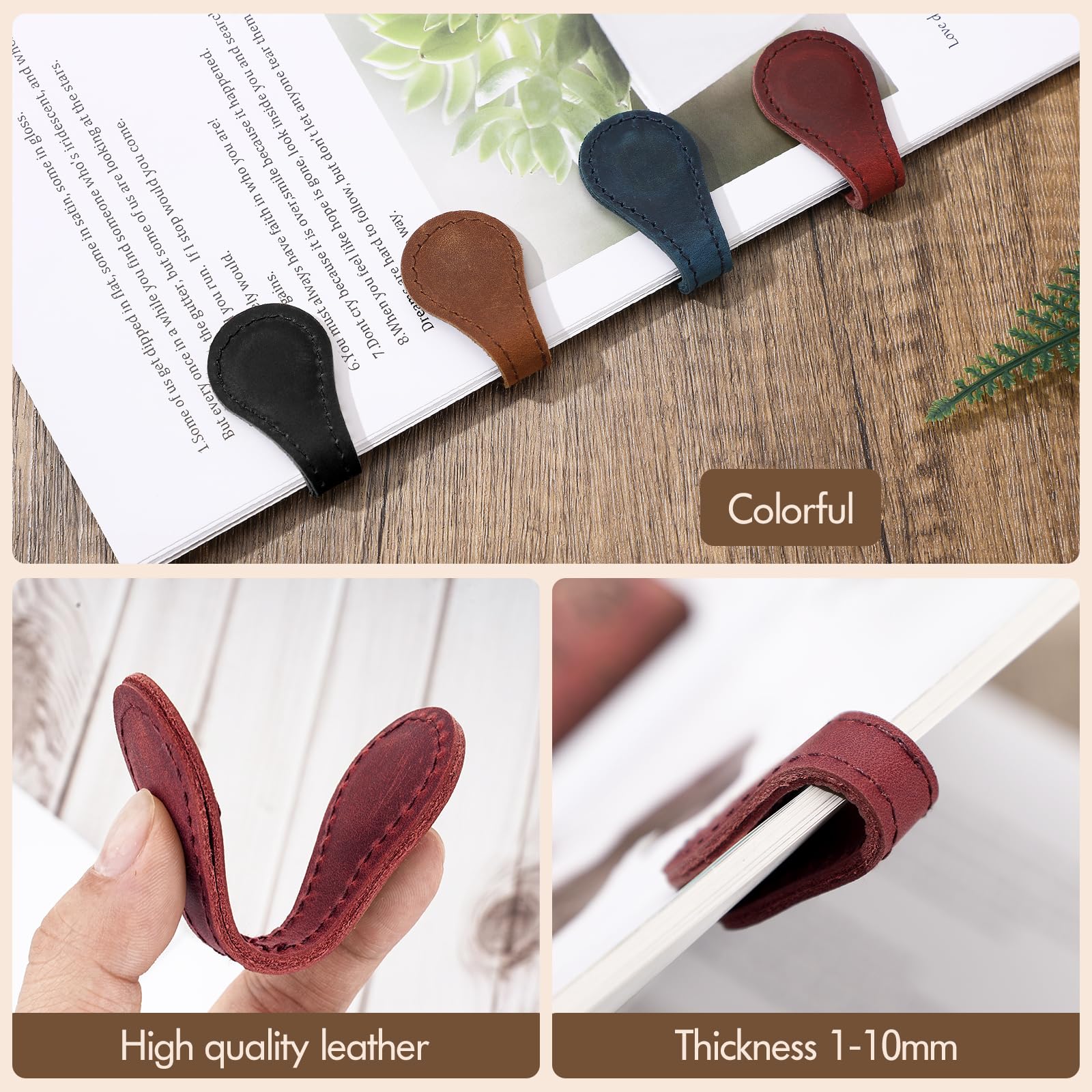 Lot De 4 Marque-pages Magnétiques En Cuir - Design élégant, Maintien Ferme - Cadeau Idéal Pour Les Lecteurs - 2