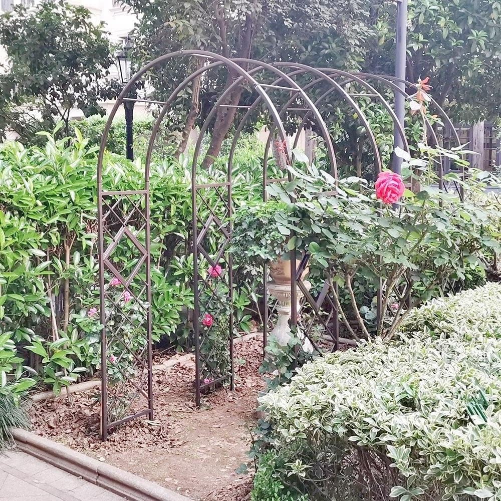 Treillis d'extérieur en métal noir pour plantes grimpantes, pergola résistant aux intempéries, support d'arche de jardin, robuste, 320 x 270 cm, idéal pour les fleurs et les vignes