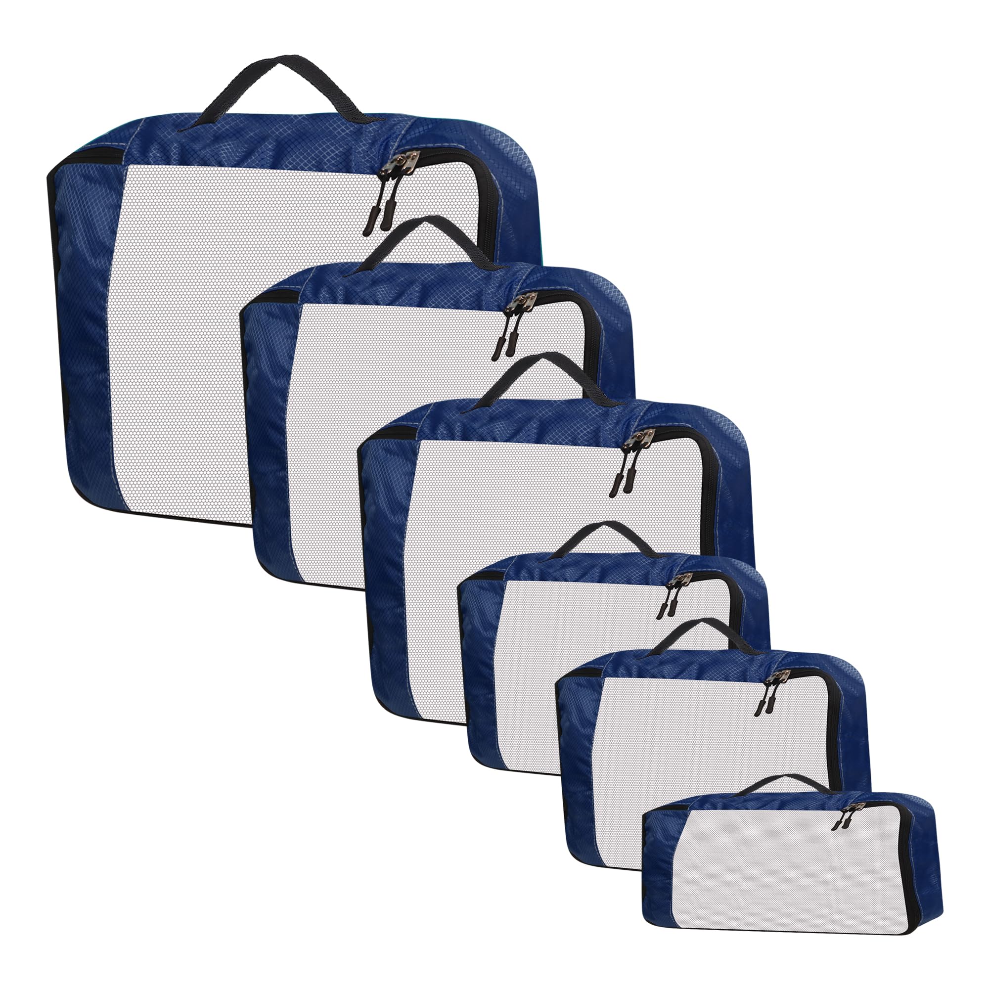 GOMAJO Polyester Travel Packing Cube Organiser For Women Luggage Organizer Clothes Suitcase Bag Travelling Compression Pouch Organisers Set of 6 (1 Large, 2 Medium, 2 Small, 1 Slim) (Blue)-image-22