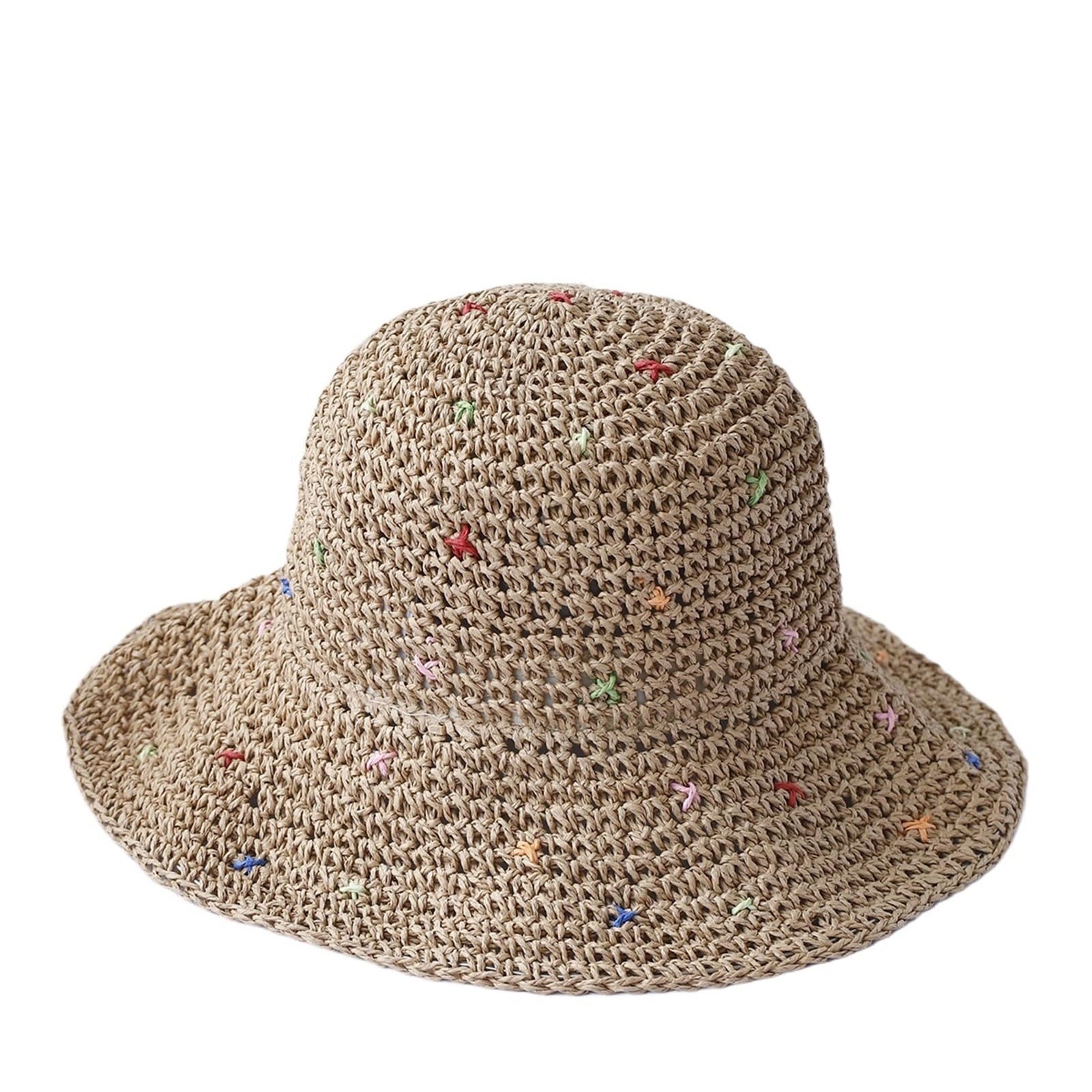 1/2 pieza sombrero de pescador sol plegable multicolor for playa, viajes y vacaciones paja hecho a mano para Campo