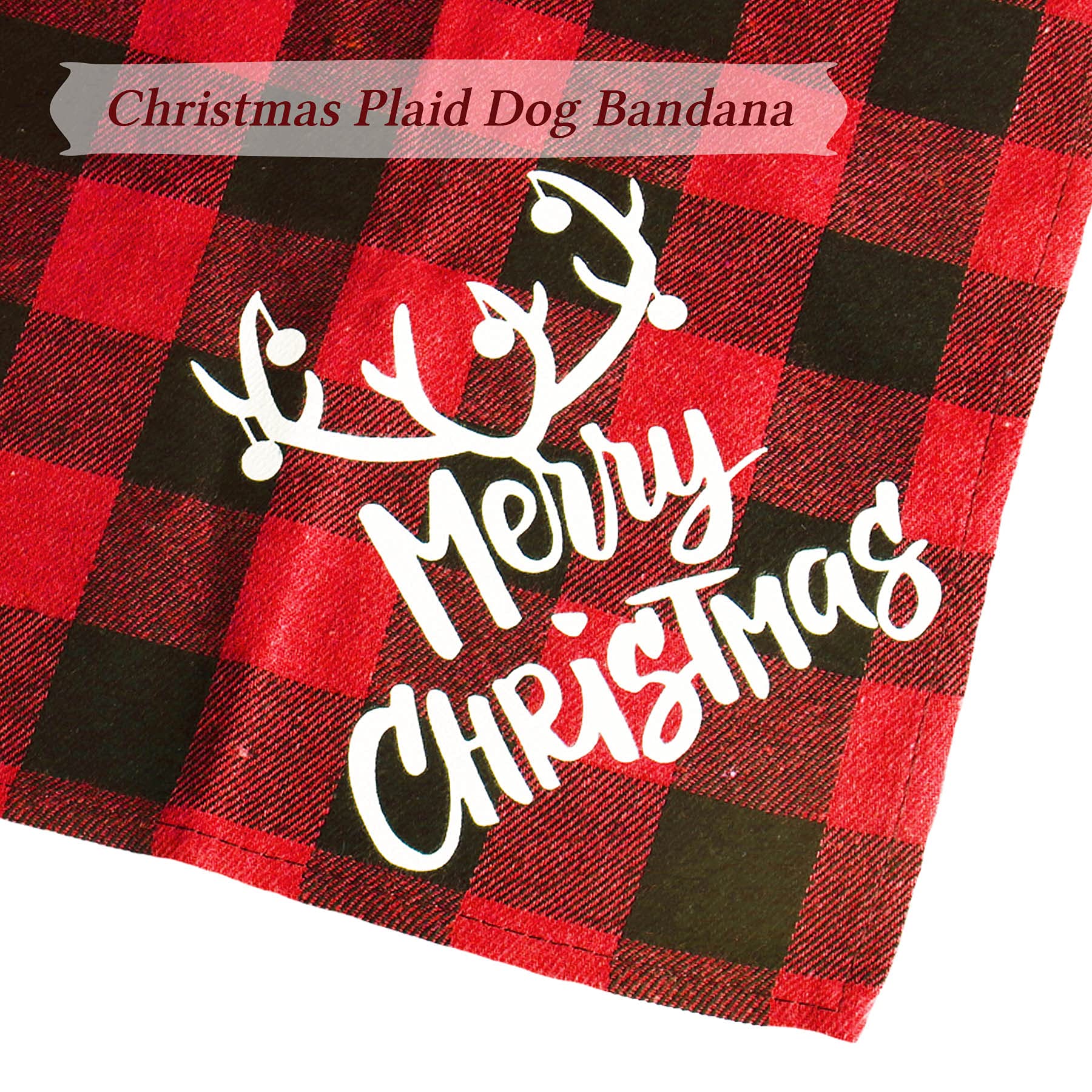 STMK Confezione da 2 bandane natalizie per cani, motivo natalizio con motivo a quadri, per feste di Natale, per cani di taglia piccola e media taglia (rosso e verde, Buon Natale)