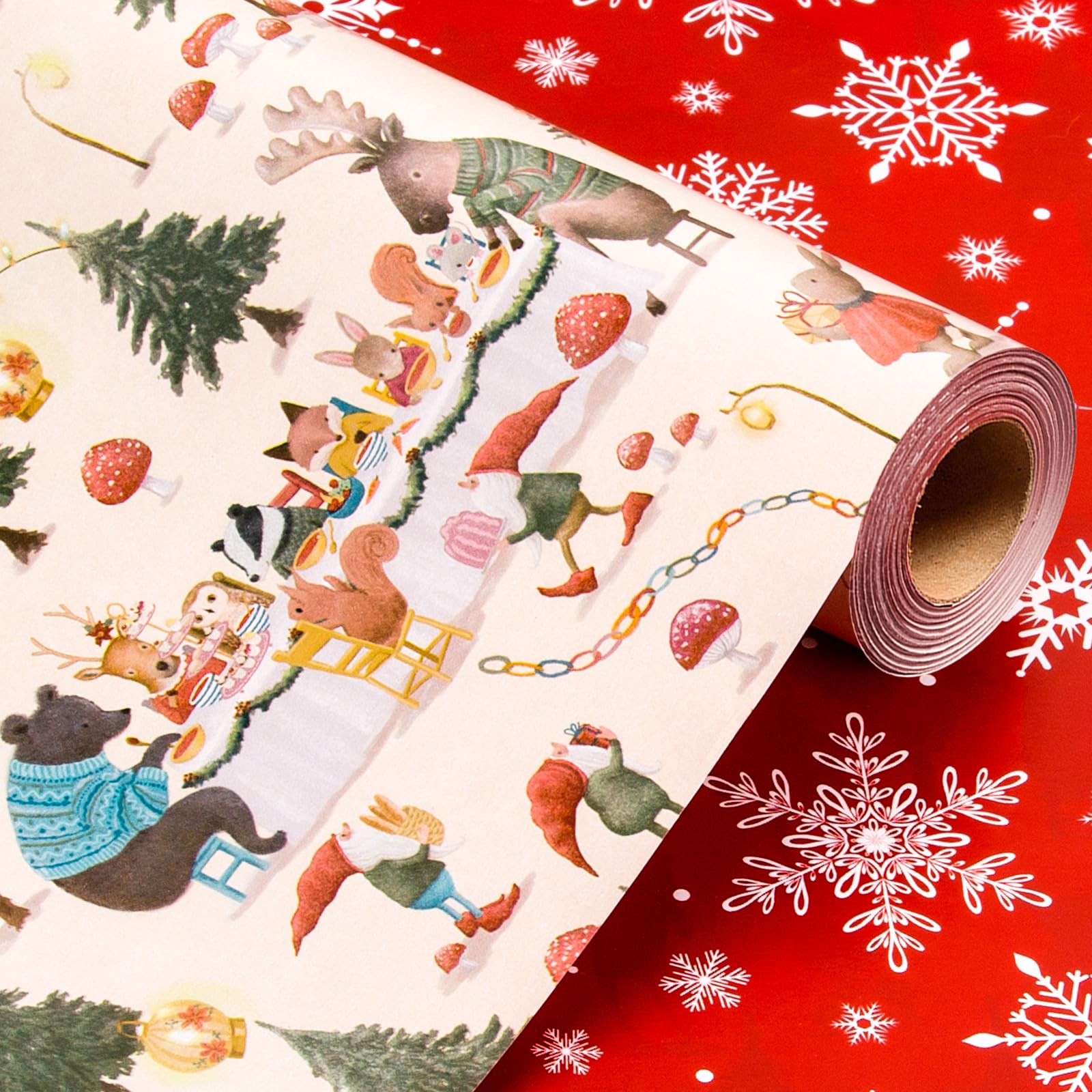Wikadlik Blue Christmas Wrapping Paper - 43cm x 10m Gold Foil Pine Tree & Merry Christmas Text Luxury Gift Wrap Mini Roll โ image 1