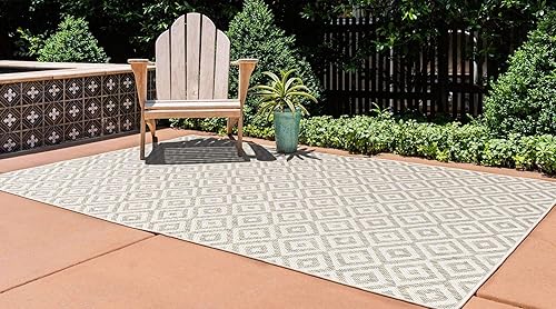 Miniatura 2 de Unique Loom Outdoor Collection Area Rug - Costa Rica (2' 2" x 3' 1" Rectangle, Light Gray Ivory)