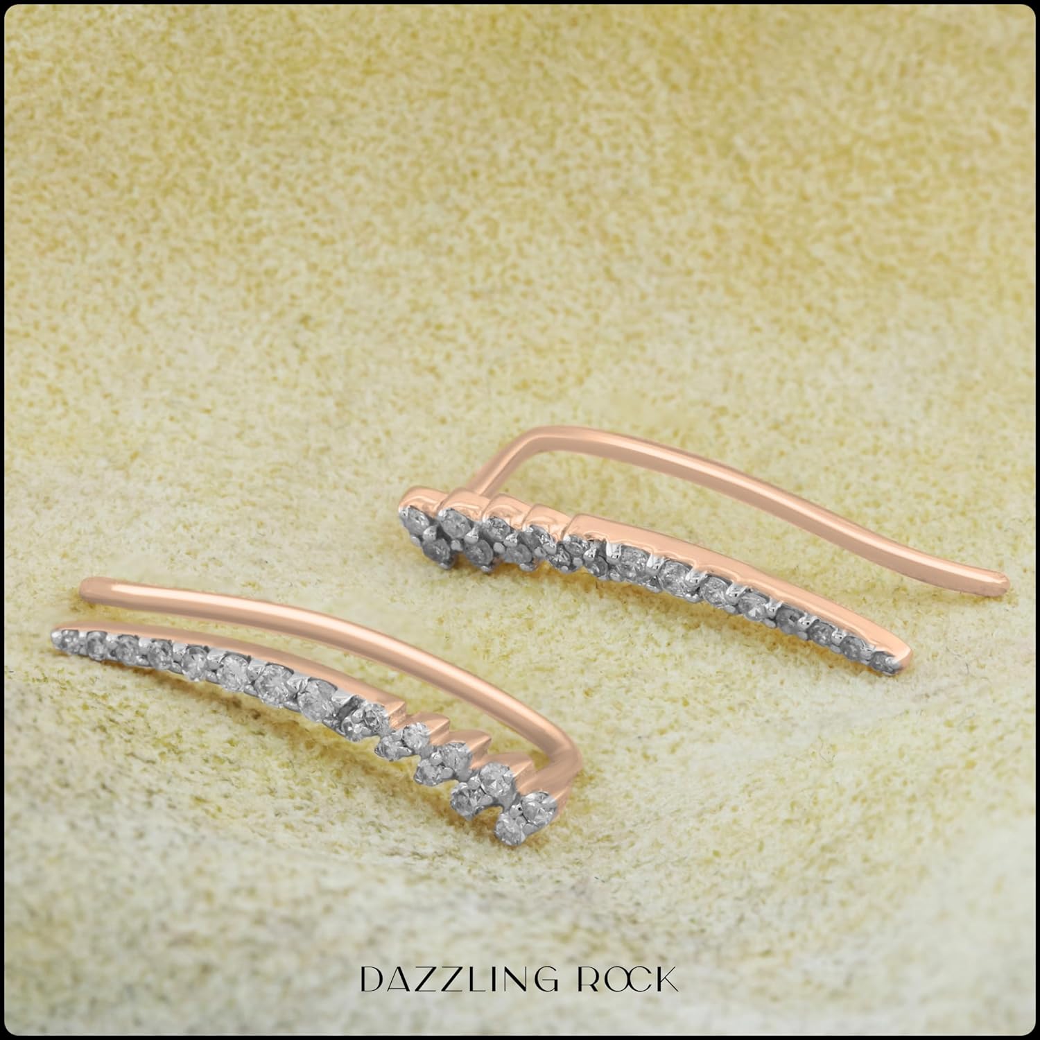 Dazzlingrock Collection 0.30 Ctw 14K Real Solid Gold Round White Natural Diamond Women Climber Earrings