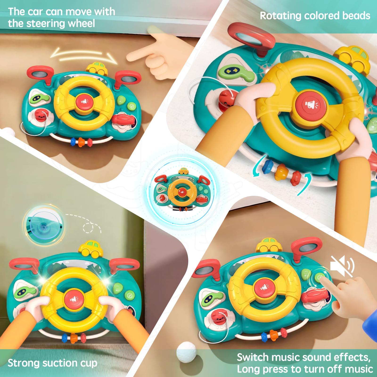 Steering Wheel for Kids Driving Educational Baby Musical Toys with 10 Music Light and 7 Sound Roleplay Educational Learning Sensory Toy - Image 4
