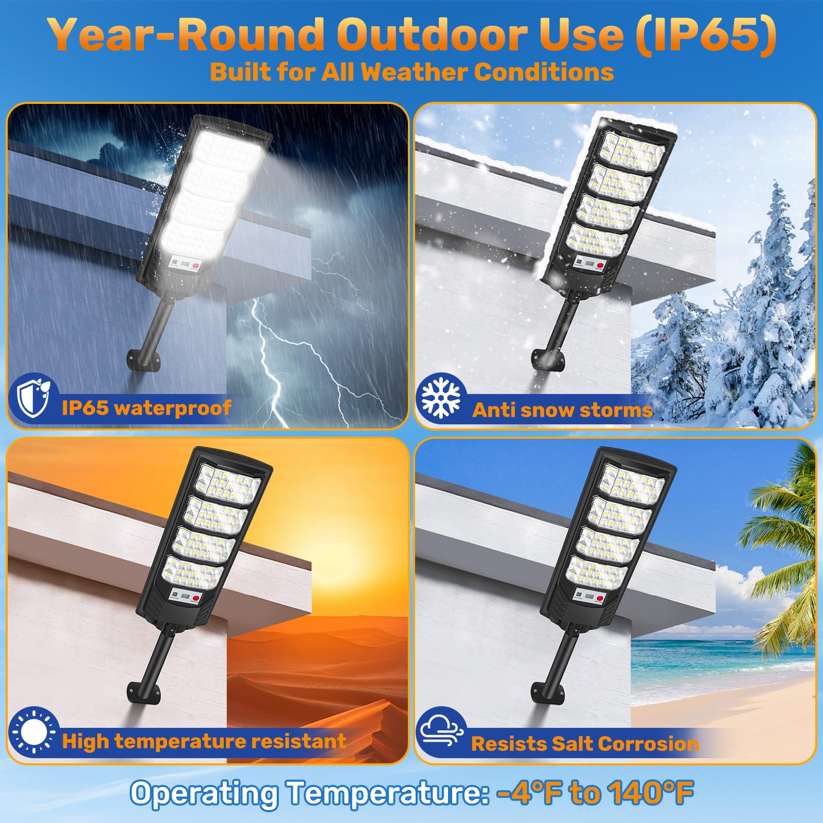 600W Lampione Solare Led Esterno, IP66 Impermeabile Lampione Stradale Faretto Solare con Sensore di Movimento, 6500K Lampioni da Giardino Esterno Luci Solari per Garage Strada, 2 Pezzi