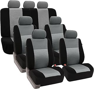 FH Group Car Seat Covers Trendy Elegance Three Row Car Seat Covers Set, Airbag Compatible and Split Ready, 7 Seater Cover...