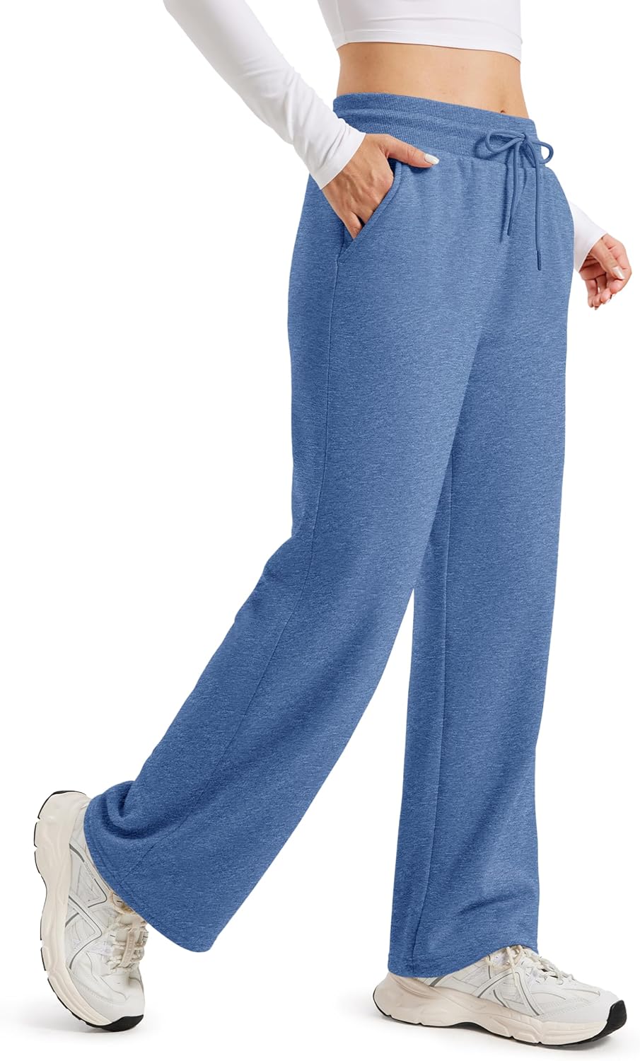 MAGCOMSEN Women's Sherpa Lined Sweatpants Wide Leg Warm Winter Pants Thermal Baggy Fleece Sweat Pants with Pockets - Image 2