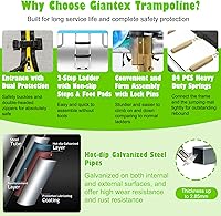 Vista 2 de Giantex Trampolín rectangular de 8 pies x 14 pies con certificación ASTM con recinto, escalera, marco de acero galvanizado de doble cara, carga