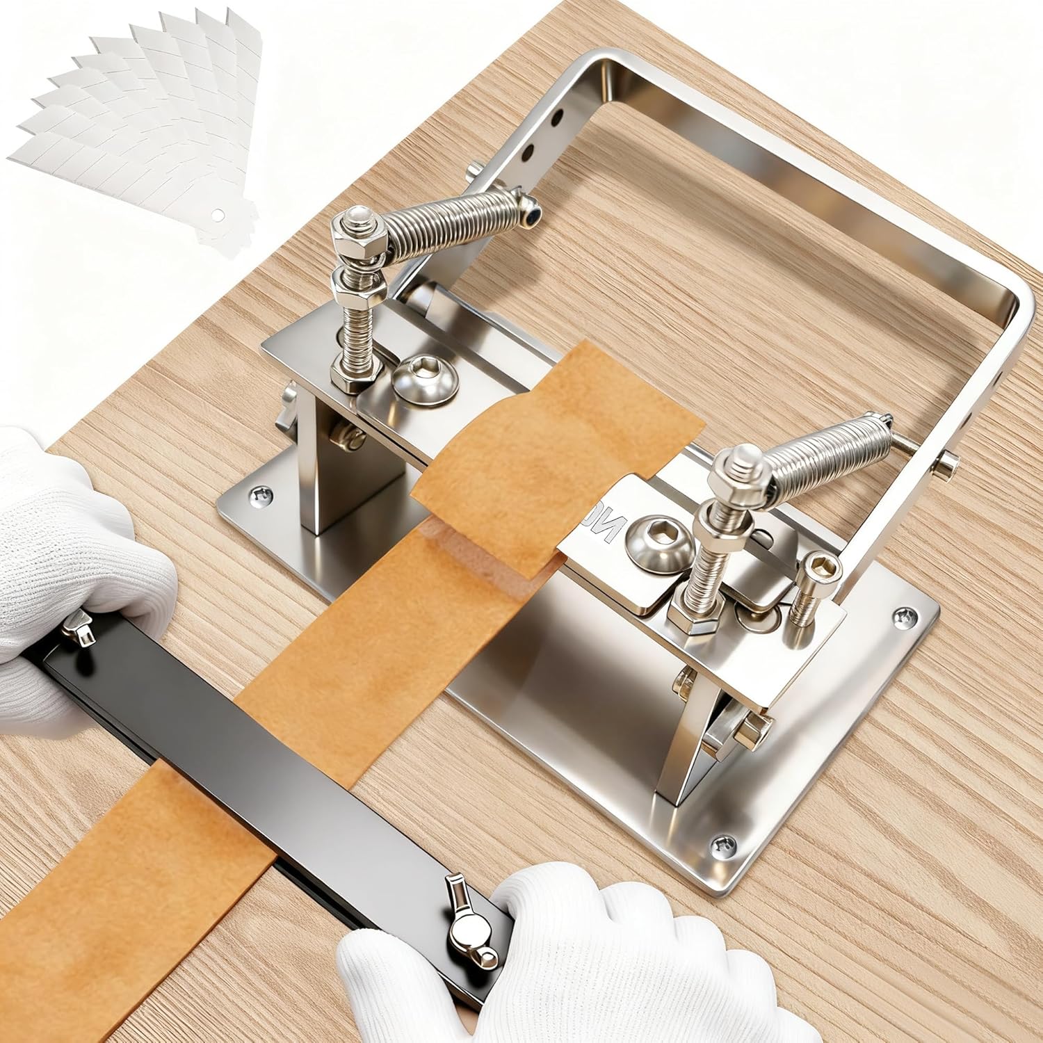 Leather Skiver Machine, Leather Splitter with Pulling Handle, Leather Skiving Tool for Belts, Wallets, Bags & DIY Craft, 3" Width, Aluminum Alloy Build, Silver