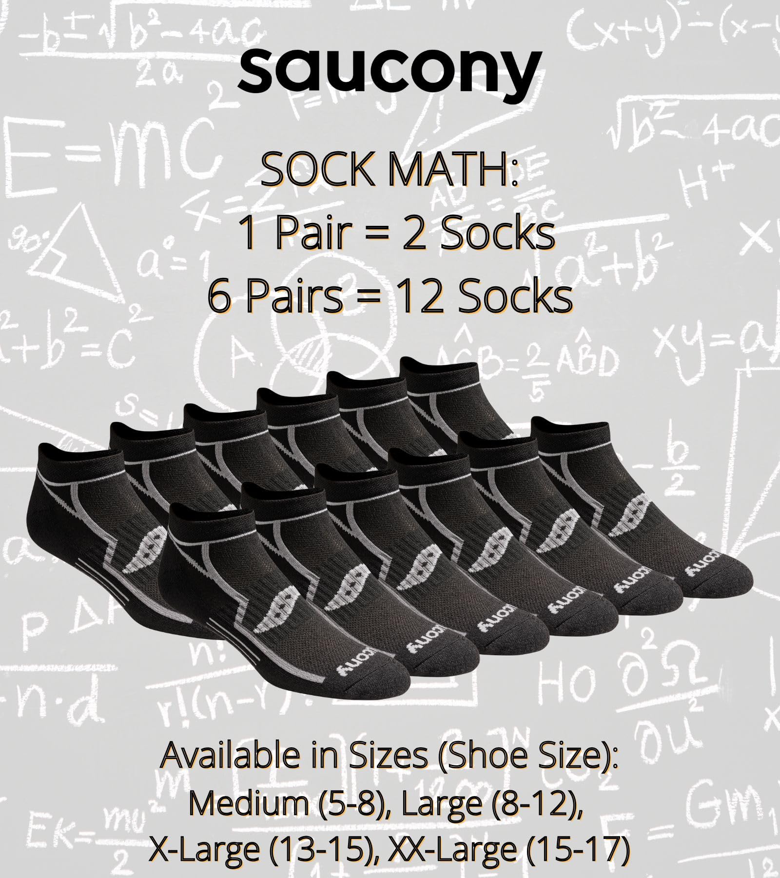 Saucony Skarpety męskie Bolt Rundry Performance No-Show wielopak, Czarny, różne (6 par), Medium