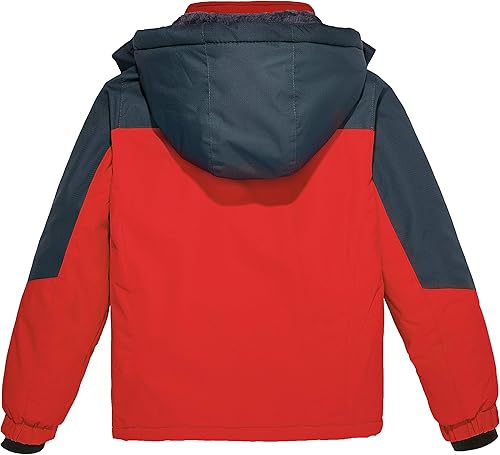 Miniatura 2 de Wantdo Chaqueta de esquí impermeable para niño, chaqueta de snowboard de vellón, abrigo de invierno cálido y grueso con capucha, 4-16