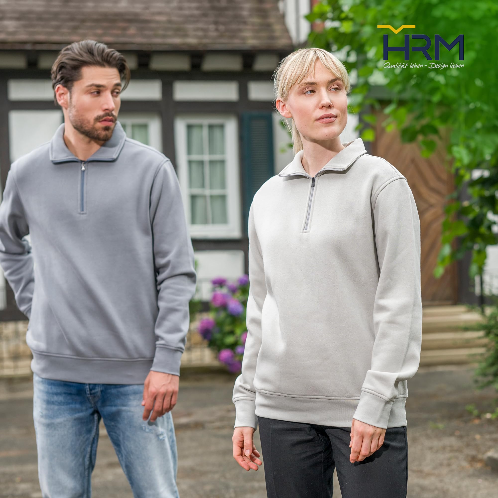 HRM Unisex Zip-Sweatshirt I Premium Half Zip Pullover Herren & Damen aus angenehm weichem Mischgewebe I Basic Damen- & Herren-Pullover I Hochwertige & nachhaltige Kleidung