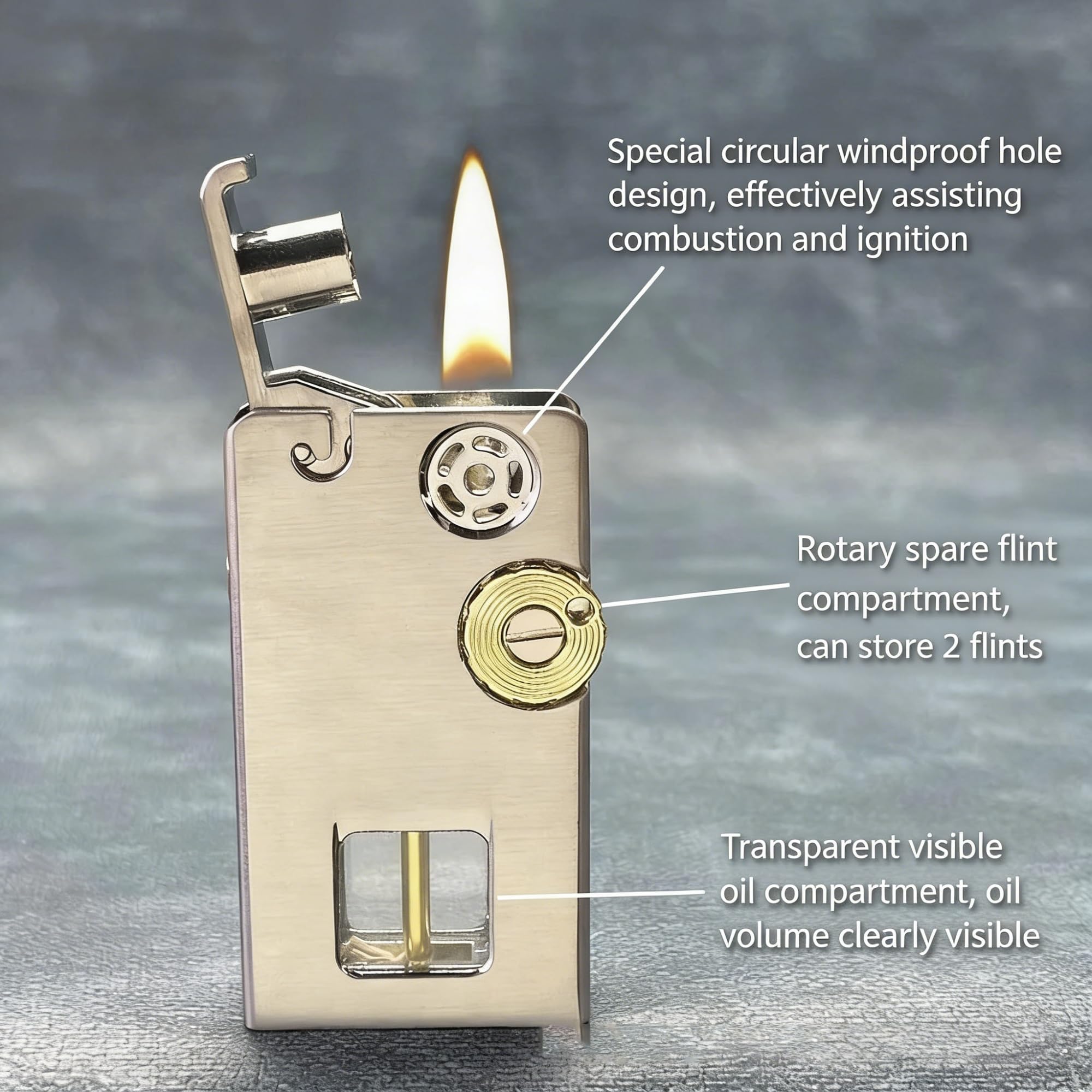 Encendedor de queroseno portátil, estilo antiguo, recargable, para hombres, perfecto para camping, barbacoa y uso al aire libre