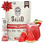 Salud 2-in-1 Hydration Packets + Immunity Electrolytes Powder, Watermelon Margarita - Agua Fresca Drink Mix, Elderberry, Dairy & Soy Free, Non-GMO, Gluten Free, Vegan, 1g Sugar (15 Servings)