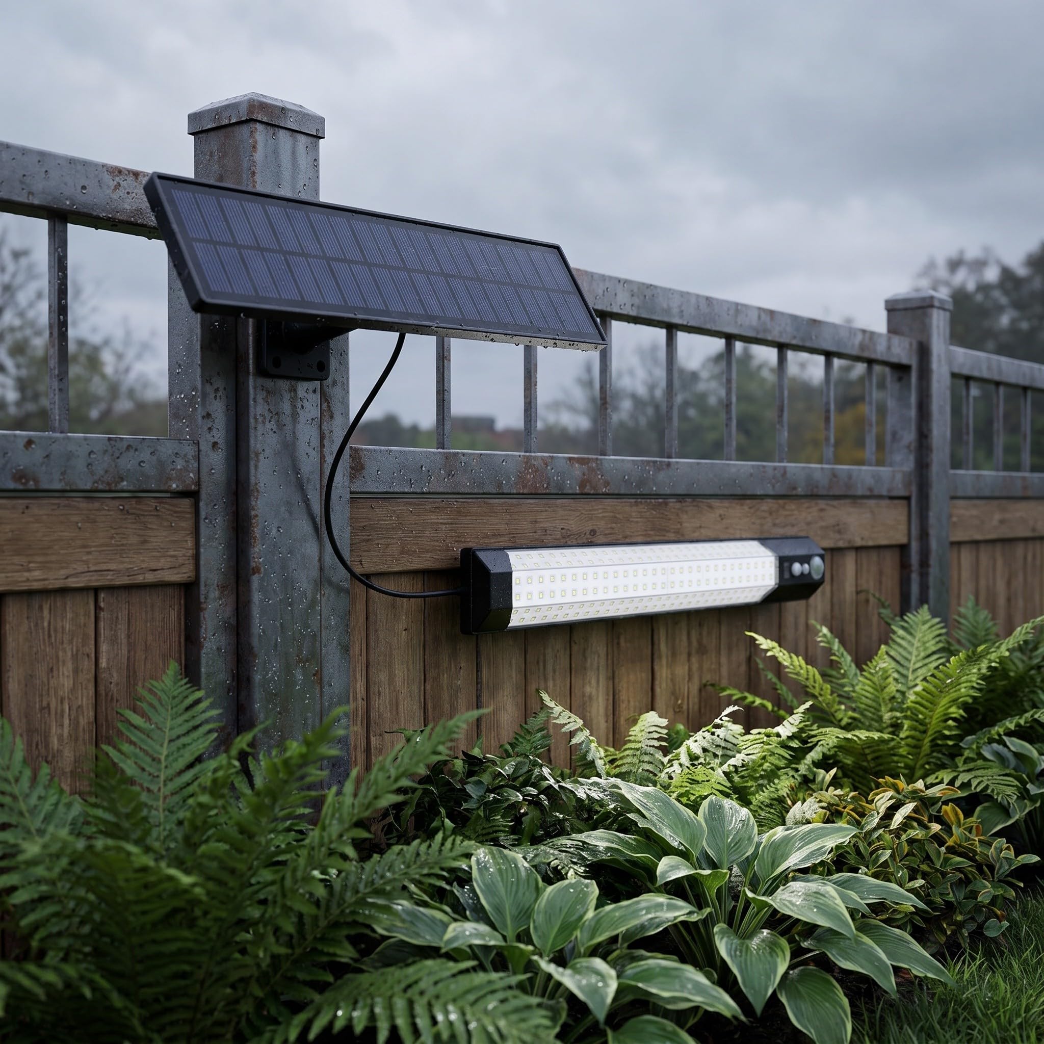 Artibetter Lampada da parete solare a LED per esterni - Lampada da parete lunga con sensore di movimento - Illuminazione impermeabile per giardino e corridoio, ideale per cortili, ingressi e tettoie.