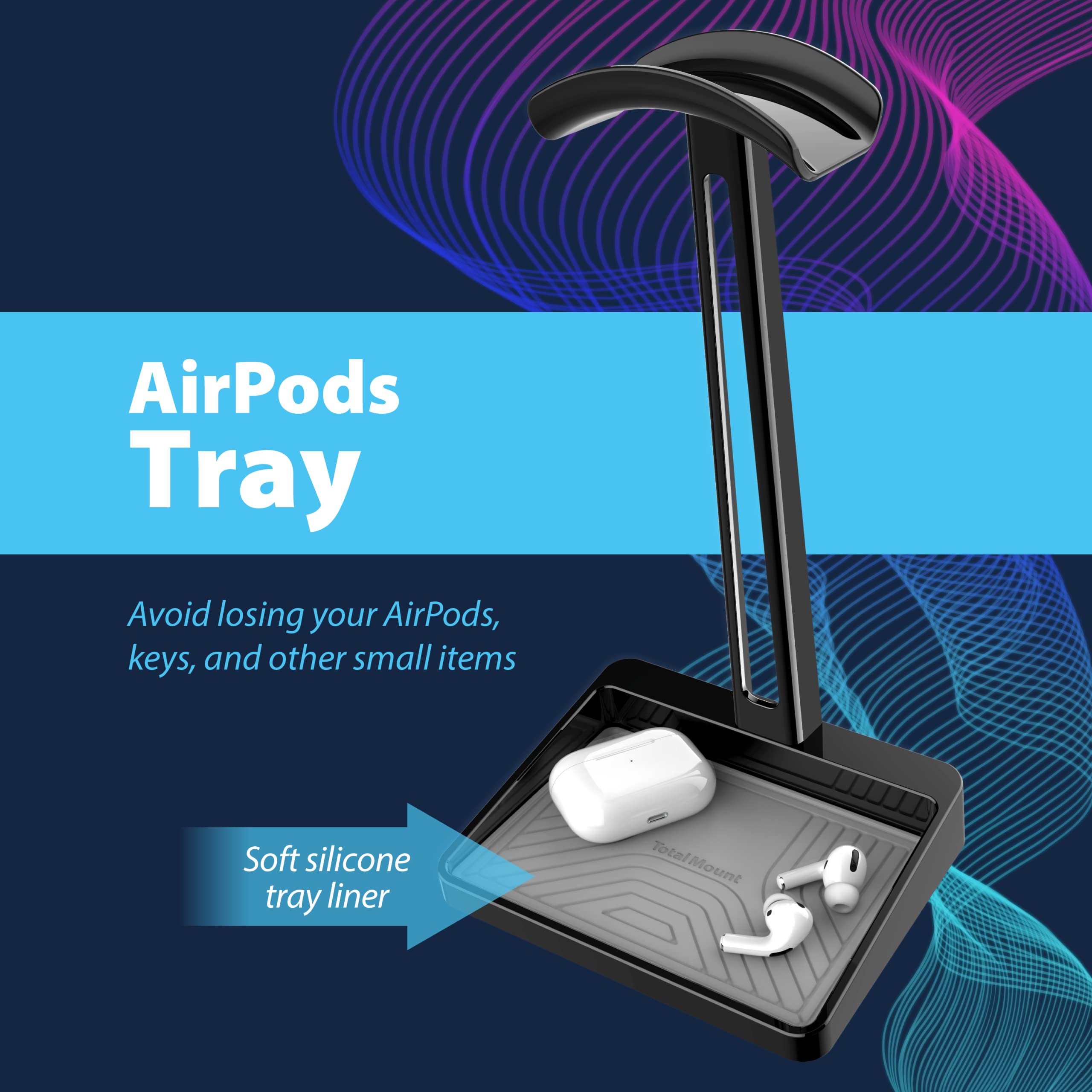 XMANA 2-in-1 Aluminum Headphone Stand & Phone Holder Rack - View #6