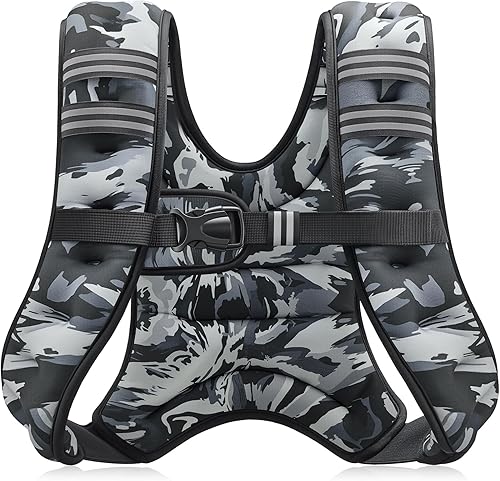 Miniatura 15 de ZELUS Chaleco con peso, chaleco de peso de 6 libras, 8 libras, 12 libras, 16 libras, 20 libras, 25 libras, 30 libras, con rayas reflectantes para
