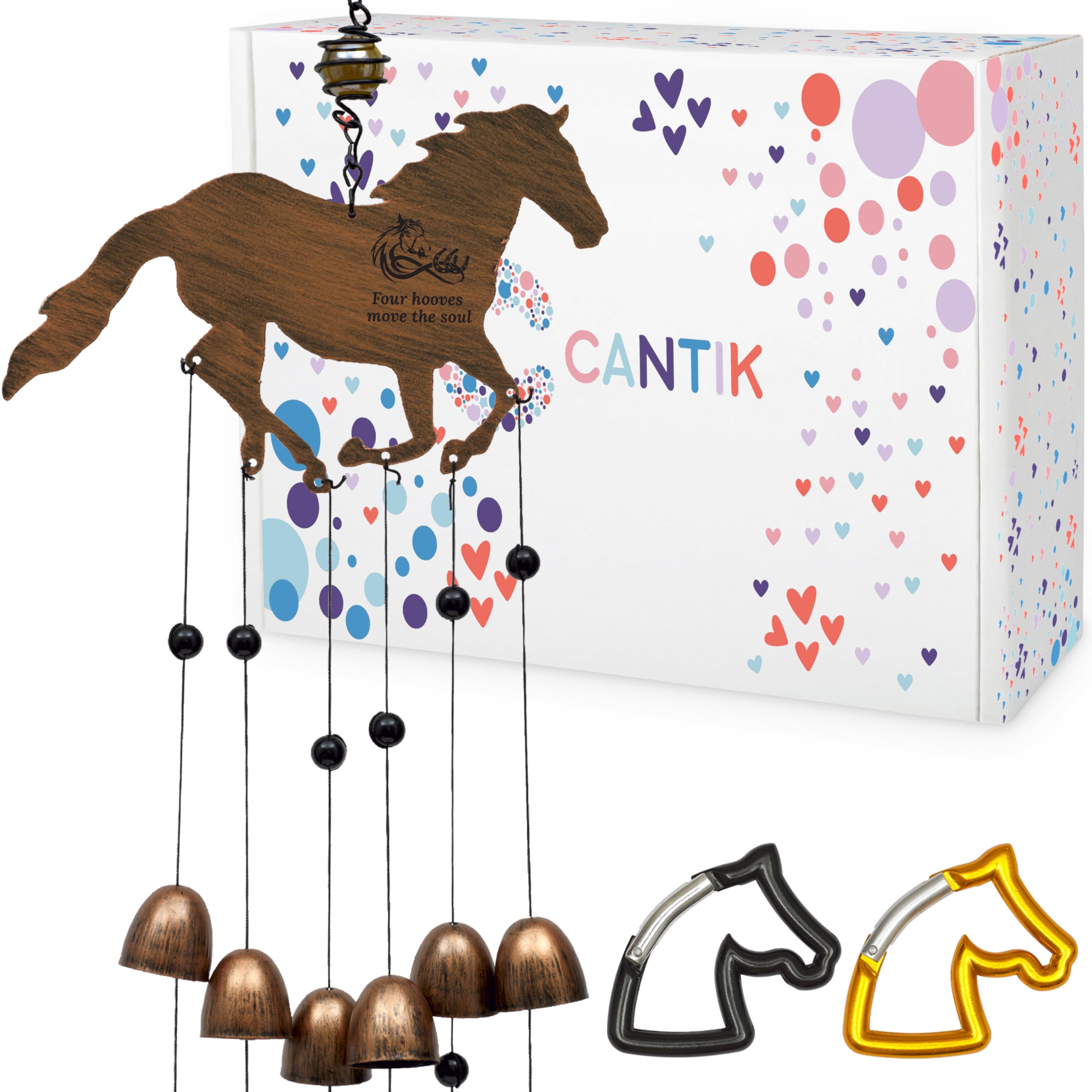 Cantik Horse Wind Chime For Garden - Horse Gifts for Girls & Women - Horse Racing Gifts For Men & Women - Relaxing Garden Gifts For Horse Lovers