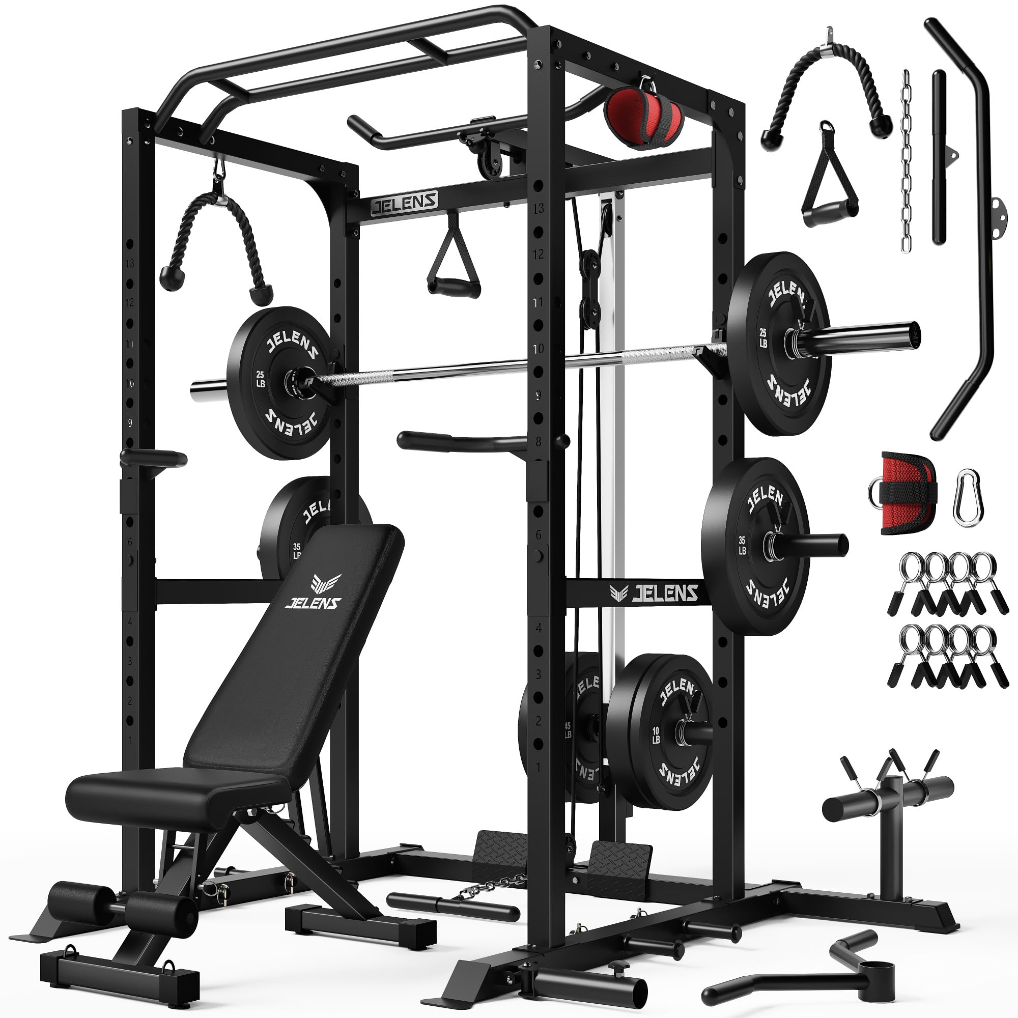 JELENS Power Cage - 2000LBS Home Gym Rack -10