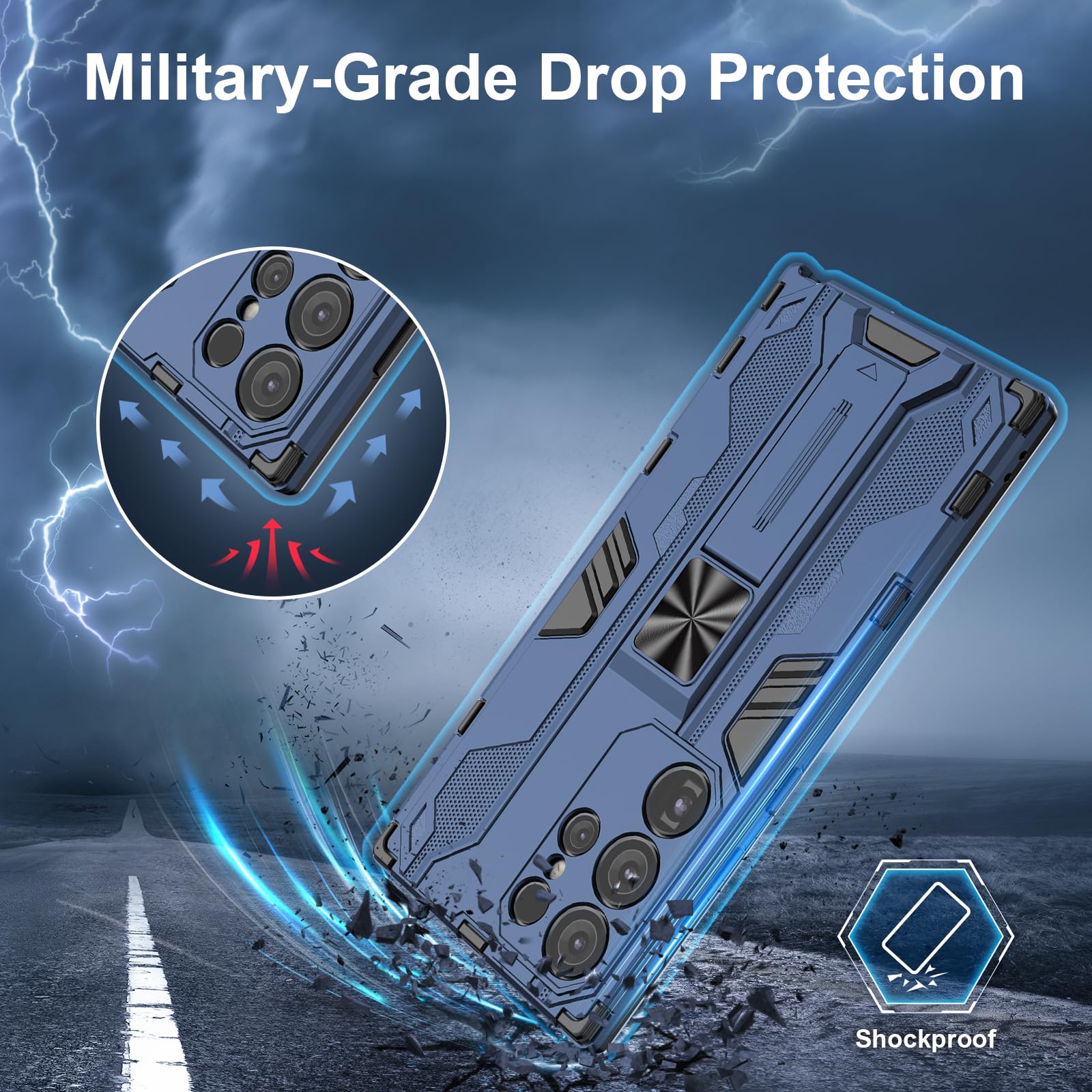 Funda para CMF Phone 2 Pro, Carcasa Antigolpes con Soporte anular metálico, Case Protectora de Grado Militar, Negro — view 453