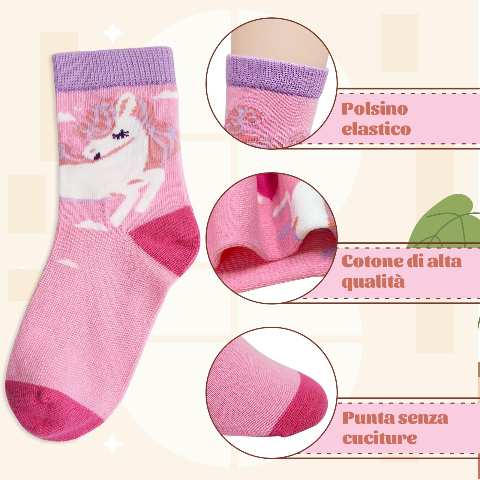 ZAKASA Calzini Bambina Ragazze Divertenti: Calze Cotone Fantasia Bambino Animali Calzino Corti Colorate Bambini