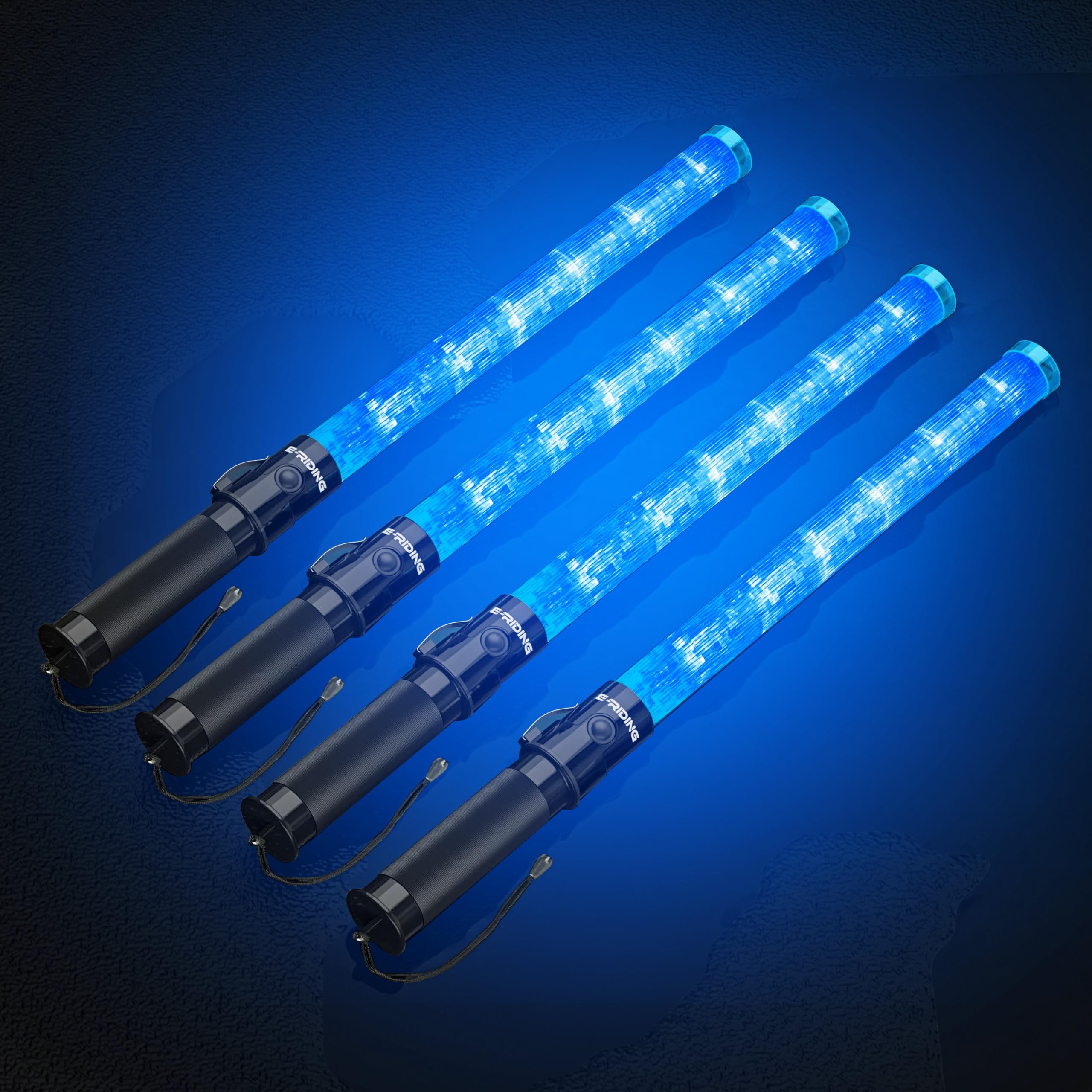 E-riding 4 Pack 21 Inch Blue Traffic Wand with 3 Flashing Modes
