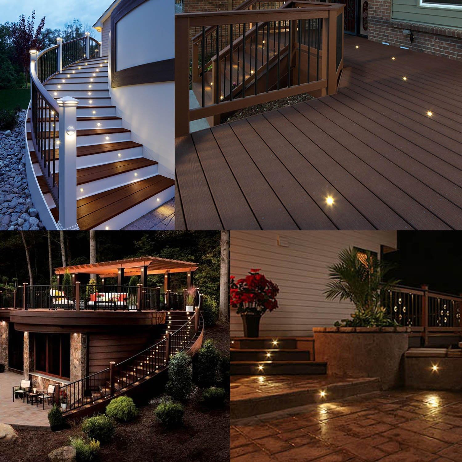 LED Deck Lights, 0.7" Tiny Deck Driveway Light Dock Path Step Road Light Warm White IP67 Waterproof Outdoor and Indoor Decoration Security Lighting (Pack of 10)
