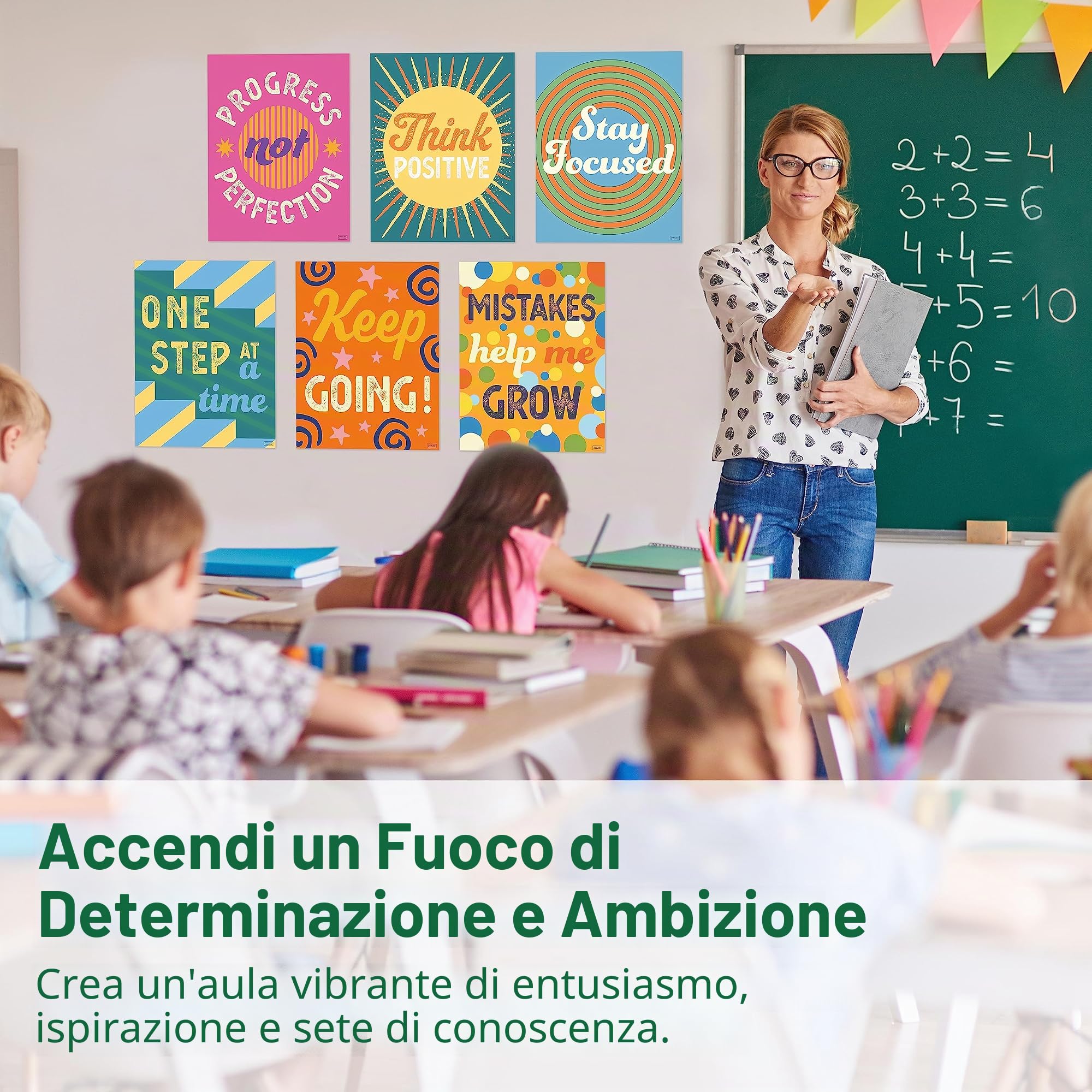 S&O - Set di 15 poster motivazionali per aule, poster per sala studio, grafici motivazionali per scuola superiore, stampe motivazionali per scuola, cartelli che aumentano la fiducia in ufficio