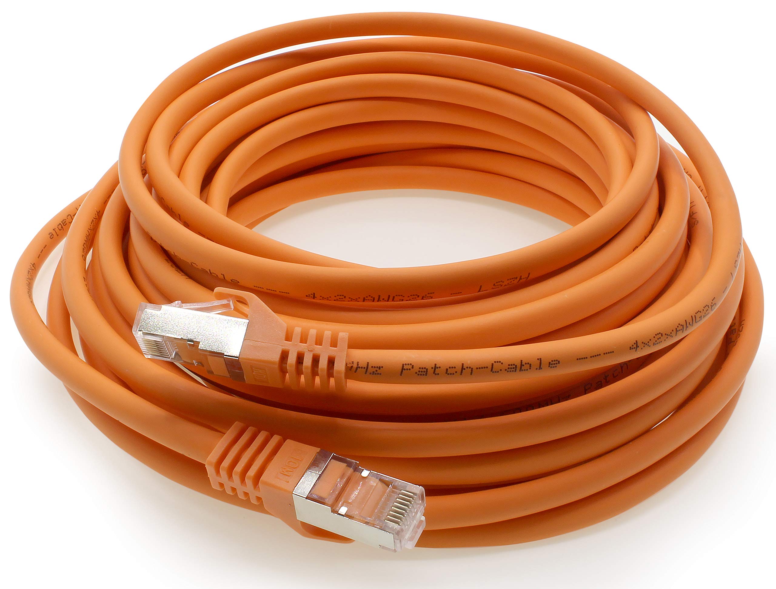 1,0m - arancione - 5 pezzi - CAT.7 Cavi di Rete ( Set ) CAT7 - 10000 MBit/s S-FTP doppia schermatura PIMF 600MHz 4x2xAWG26 / 7 CU rame non contiene alogeni compatibile con CAT5e CAT6 CAT 6a Cat8