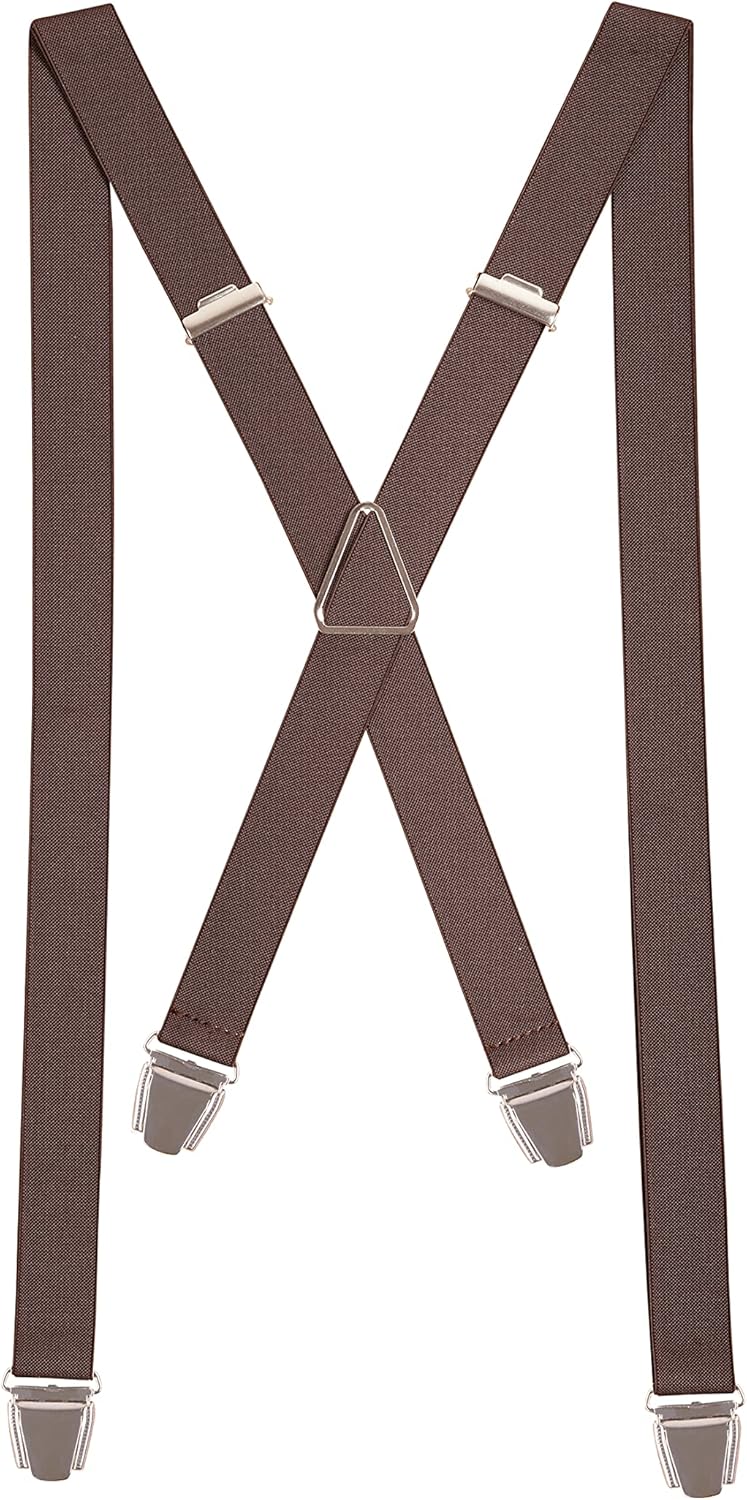 PIERROT Skinny Suspenders for Men with Very Strong Clips - One Size Adjustable and Elastic - Thin Heavy Duty Braces