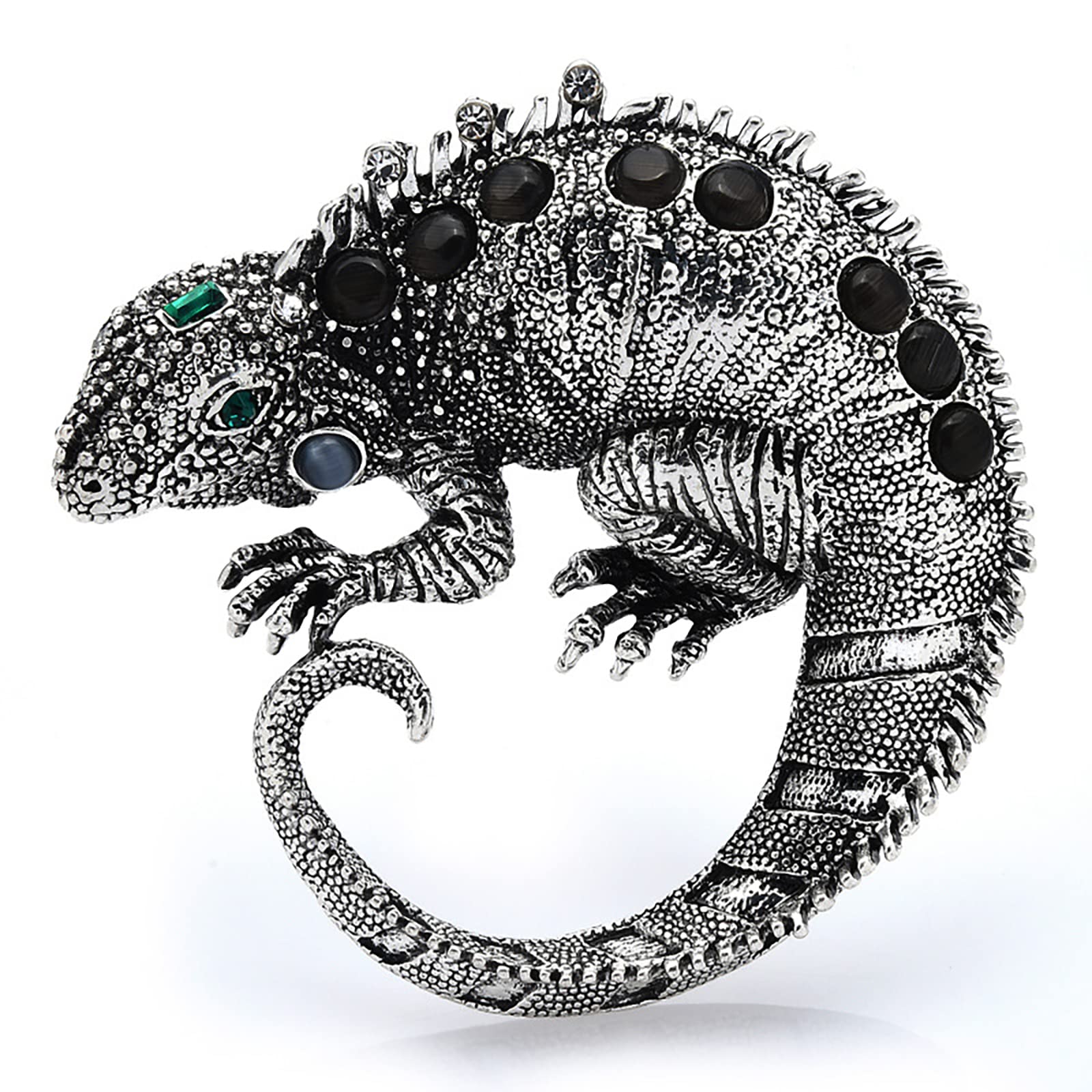 Stang Black New Creative Animal Rhinestone Large Brooch Personality Lizard Coat Pin Retro Accessories Chameleon Corsage Gift