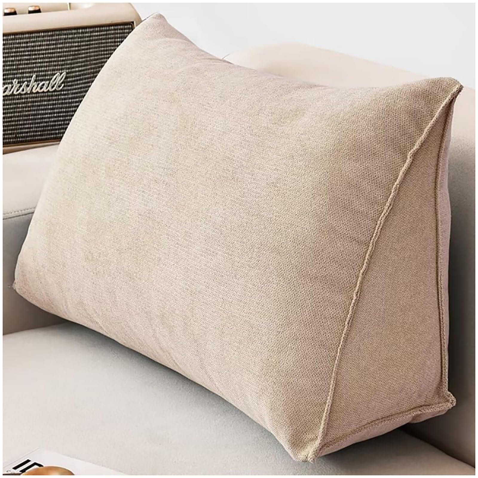 ZTGL Wedge Pillows Headboard Reading Pillow Backrest Pillows for Sitting Up in Bed Rest Large Triangle Bolster Cushion Velvet Daybed Pillow Lumbar Support Leg Positioning,Khaki,90x35x20cm