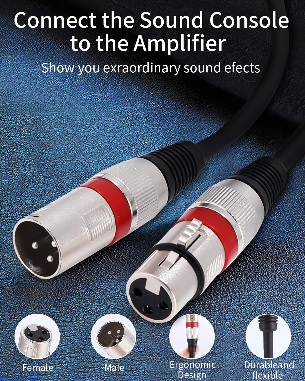 Xespis 6 Stück 5M XLR Kabel Premium Symmetrisches XLR Mikrofonkabel, Pin DMX Microphone Signal Cable Connection Cable Stecker auf Buchse DMX Mikrofonkabel für Studioaufnahmen und Live-Produktion