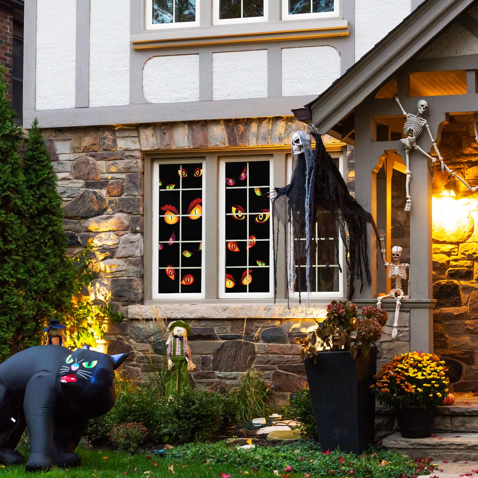 Decorazioni Halloween Per Finestre 3D - 2 Pezzi 120x80 Cm, Adesivi Spaventosi Per Vetri, Per Casa E Giardino