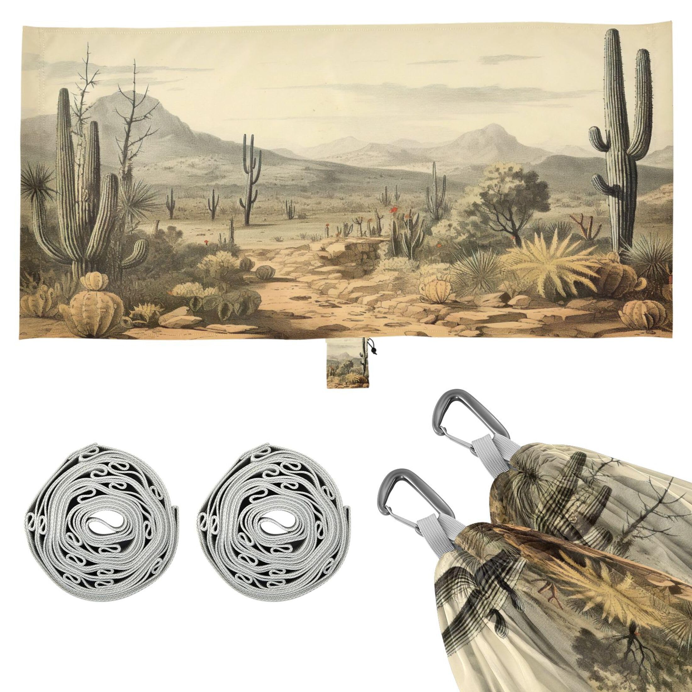 Takiito Retro Desert Hammock 330 lb Capacity Travel Camping Hammock with Tree Straps, Portable Lightweight for Outdoor Beach Backpacking Backyard Patio