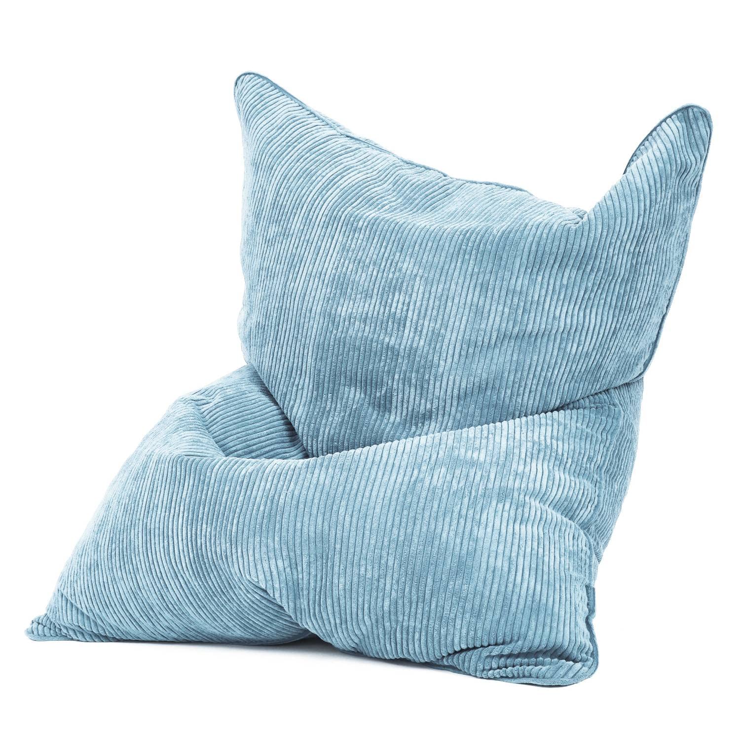 Pouf Velours Green Bean XXL 370L - Coussin Sol Perles EPS | Housse Lavable 180x140cm Intérieur/extérieur