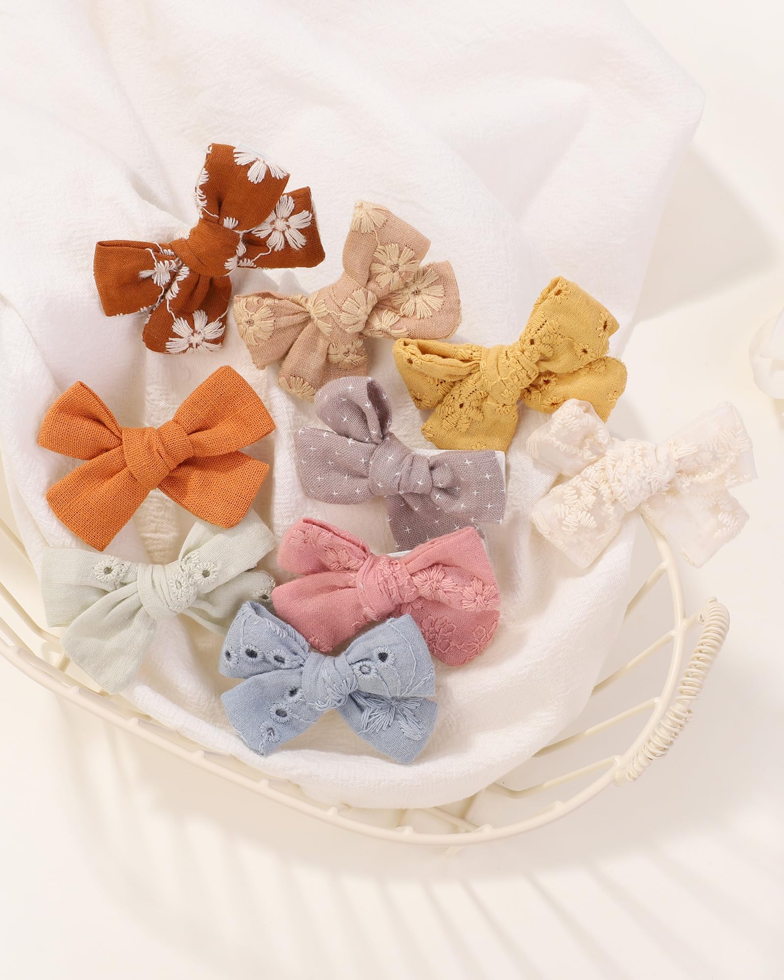 Jollybows 20pcs Barettes Cheveux Fille, 5cm Pince Noeud Cheveux Bébé Fille Pince Crocodile Entièrement Doublée Cheveux Accessoires pour Enfant Petite Fille Tout-Petits