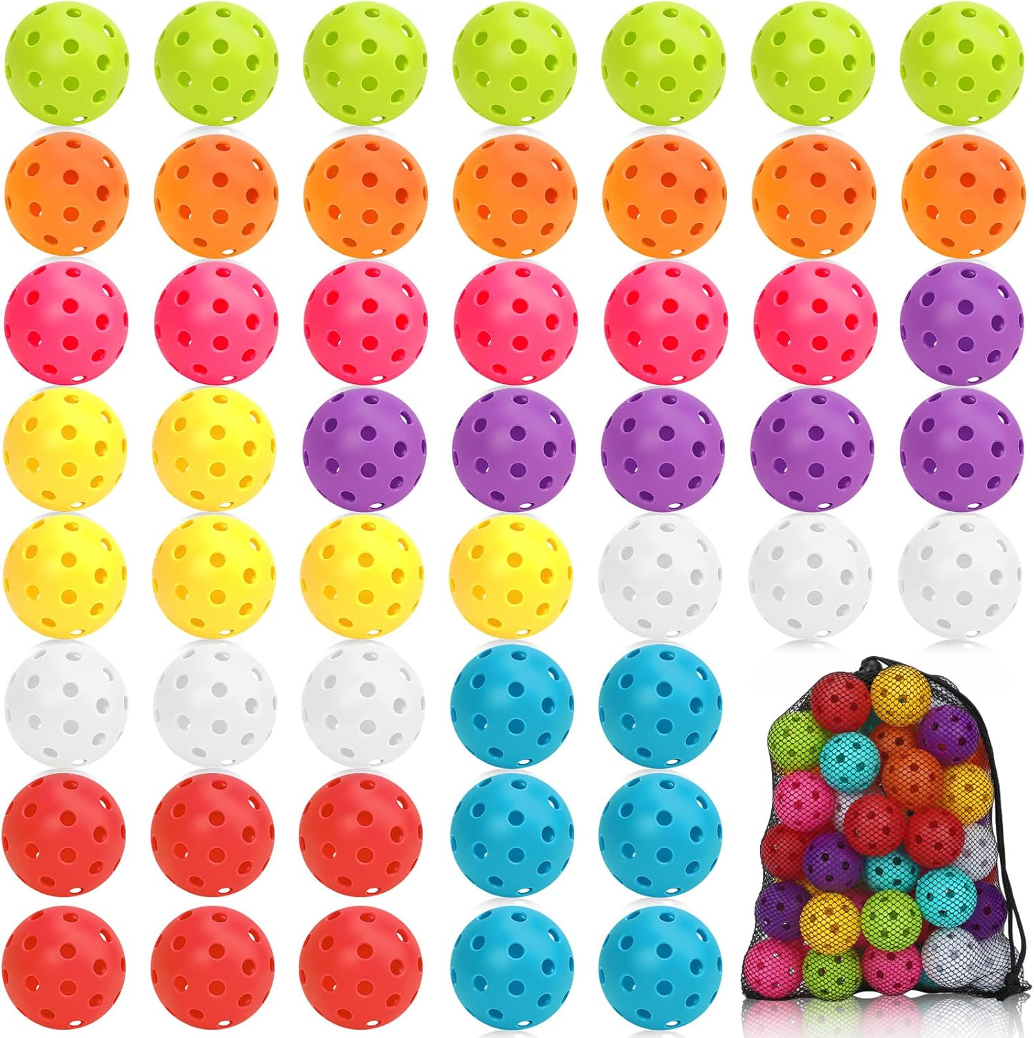 24/50 Pack Outdoor Pickleball Balls Premium High Visibility Pickleballs Stable Flight & Consistent Bounce 40 Holes Pickle Balls with Mesh Bag for Beginners, Tournaments, Family & Outdoor Play