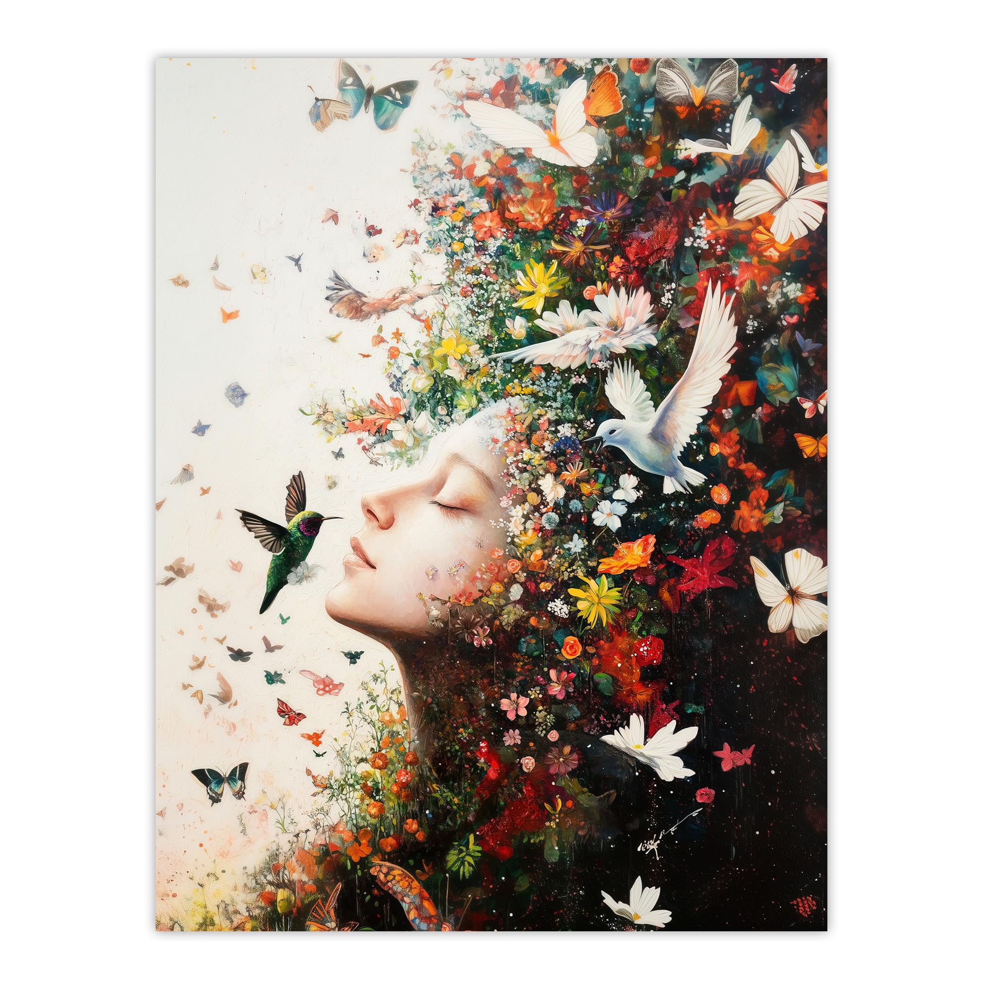 Artery8 Mother Nature Birds Butterflies Colourful Flowers Living Room Unframed Wall Art Print Poster Home Decor Premium