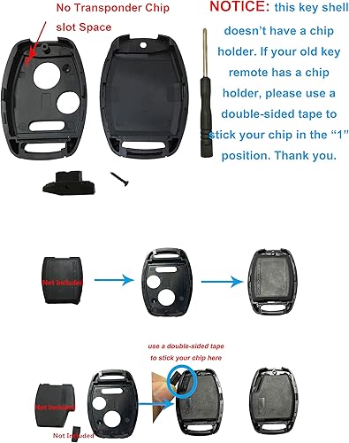 Miniatura 6 de Funda de repuesto para llavero Honda 2010-2011 Accord Crosstour 2006-2011 Civic 2007-2013 CR-V 2011-2015 CR-Z 2009-2013 Fit 2011-2014 Odyssey Key