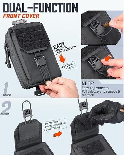 Miniatura 3 de MOLLE Bolsa táctica para teléfono, accesorios de mochila, funda para teléfono celular, correa de hombro para chaleco y cinturón de servicio (se