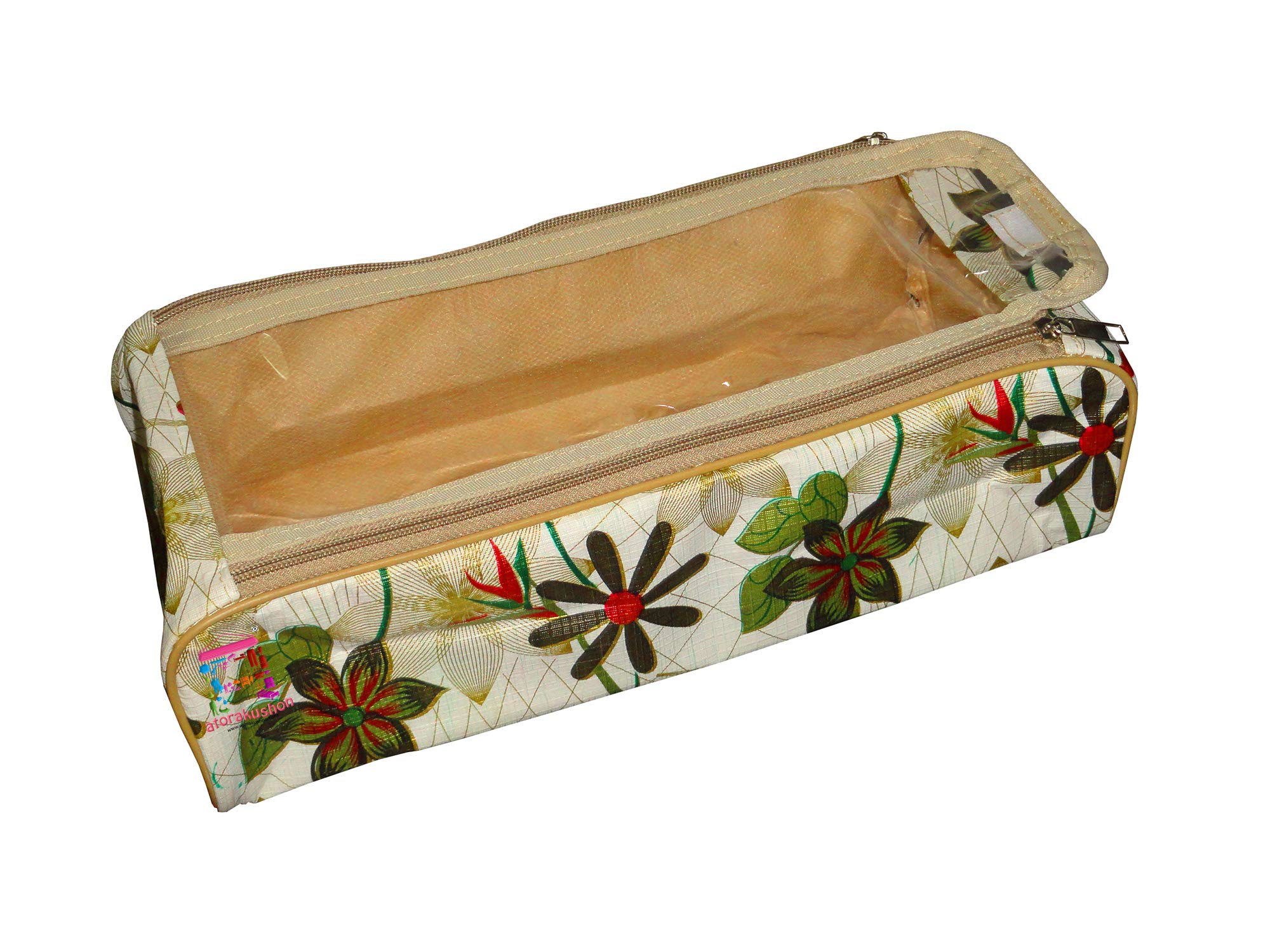 atorakushon Flower Print, Shoe Cover Travelling Shoe Storage Bag/Storage Footwear Organiser Pouch Shoe Bag (Pack of 4) 4
