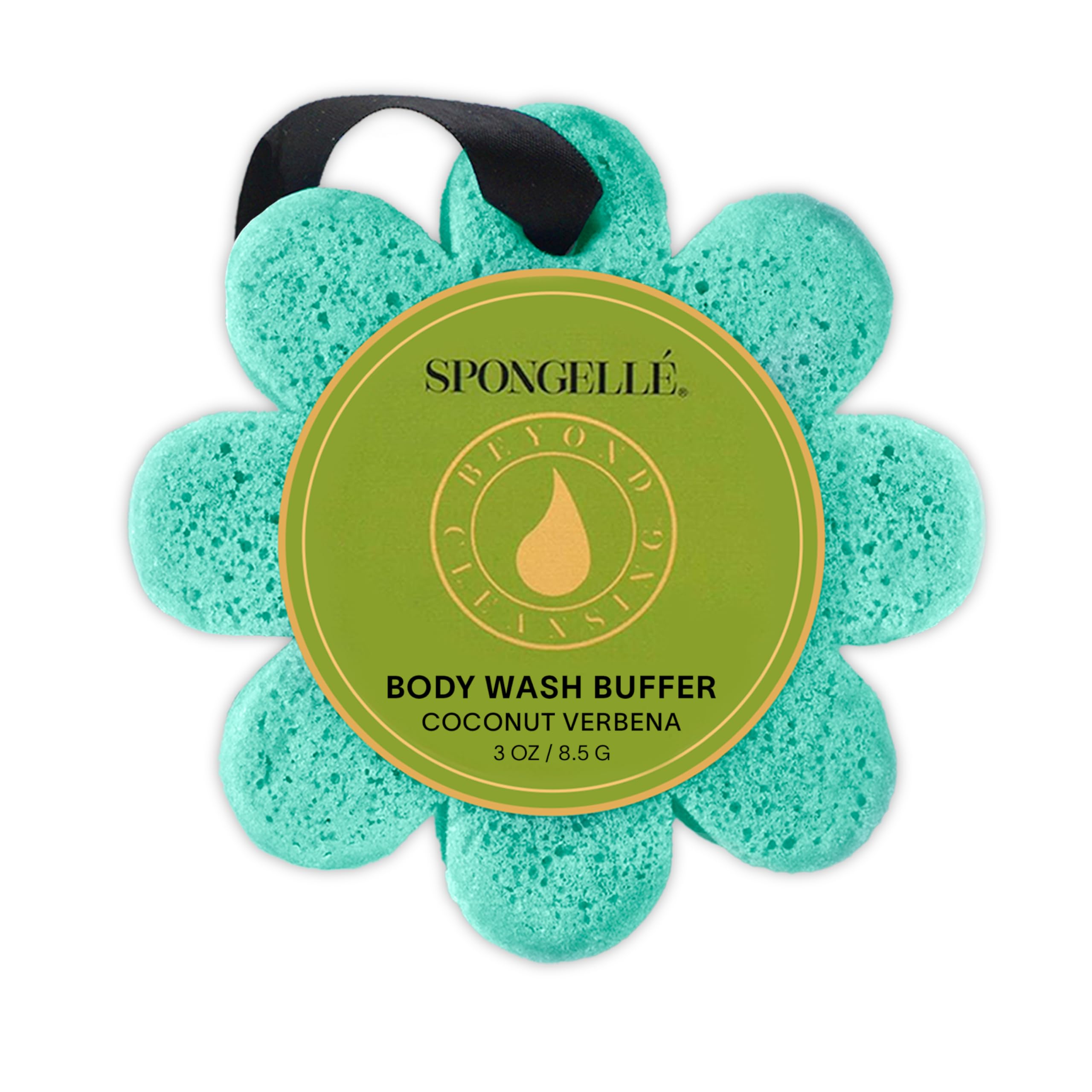 Spongelle Coconut Verbena Wild Flower Buffer Body Scrubber | Bath & Shower Loofah for Women | Exfoliator with Body Wash Infused Sponge | 14+ uses