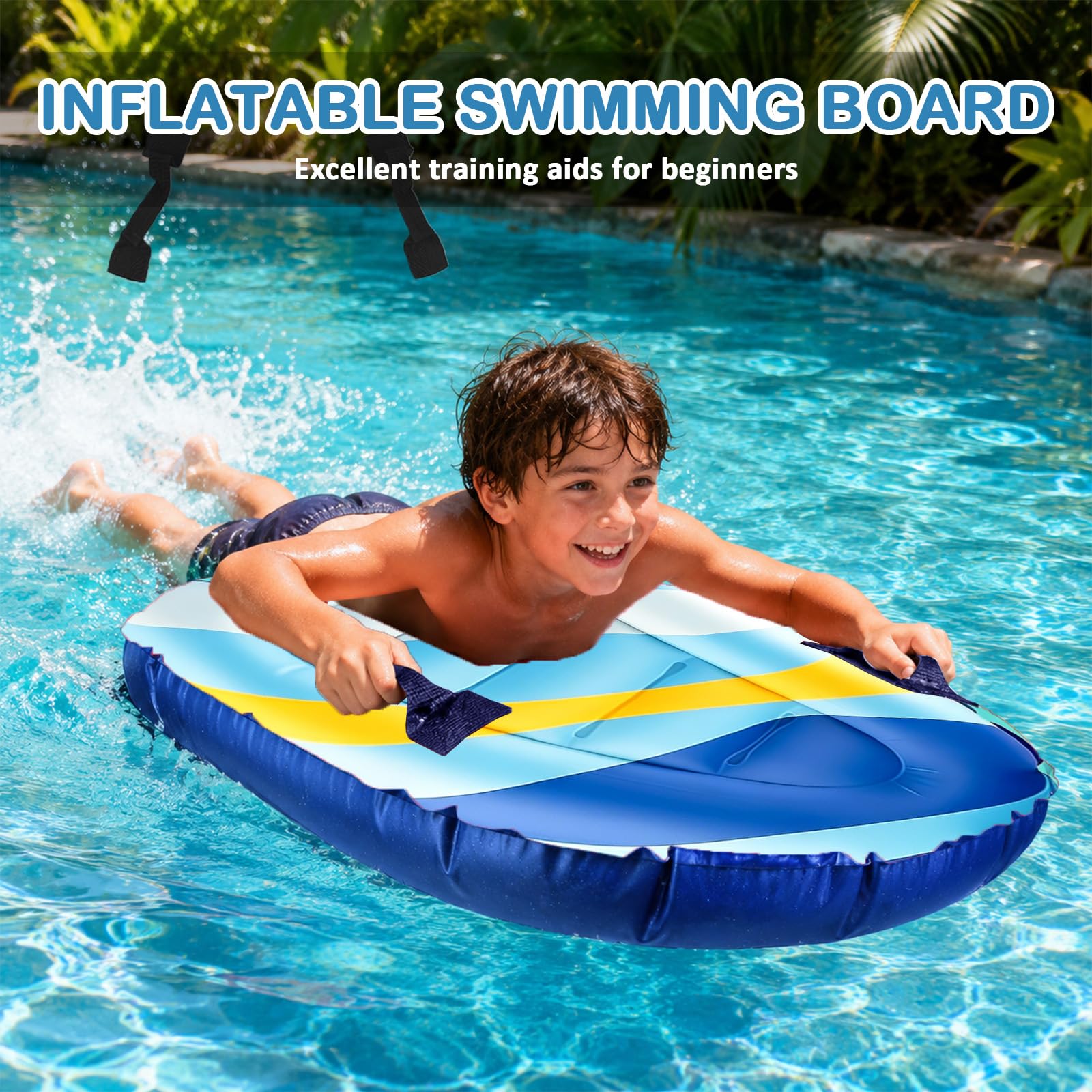 Aufblasbares Bodyboard Tragbares Bodyboard Kinder mit Griffen,Faltbar Schwimmenboard