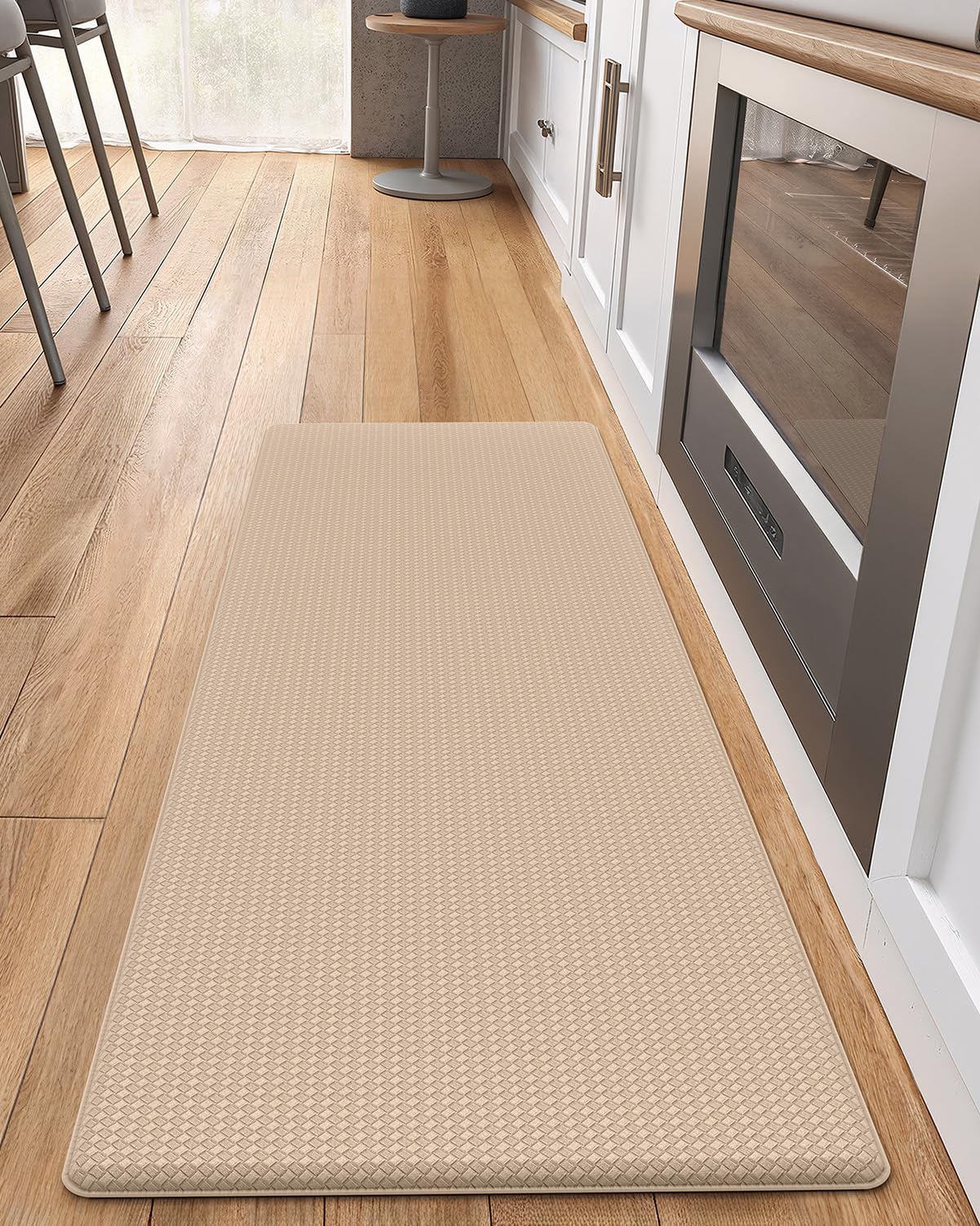 Color&amp;Geometry Kitchen Mat for Floor 17x59 Anti Fatigue Easy Clean, Beige